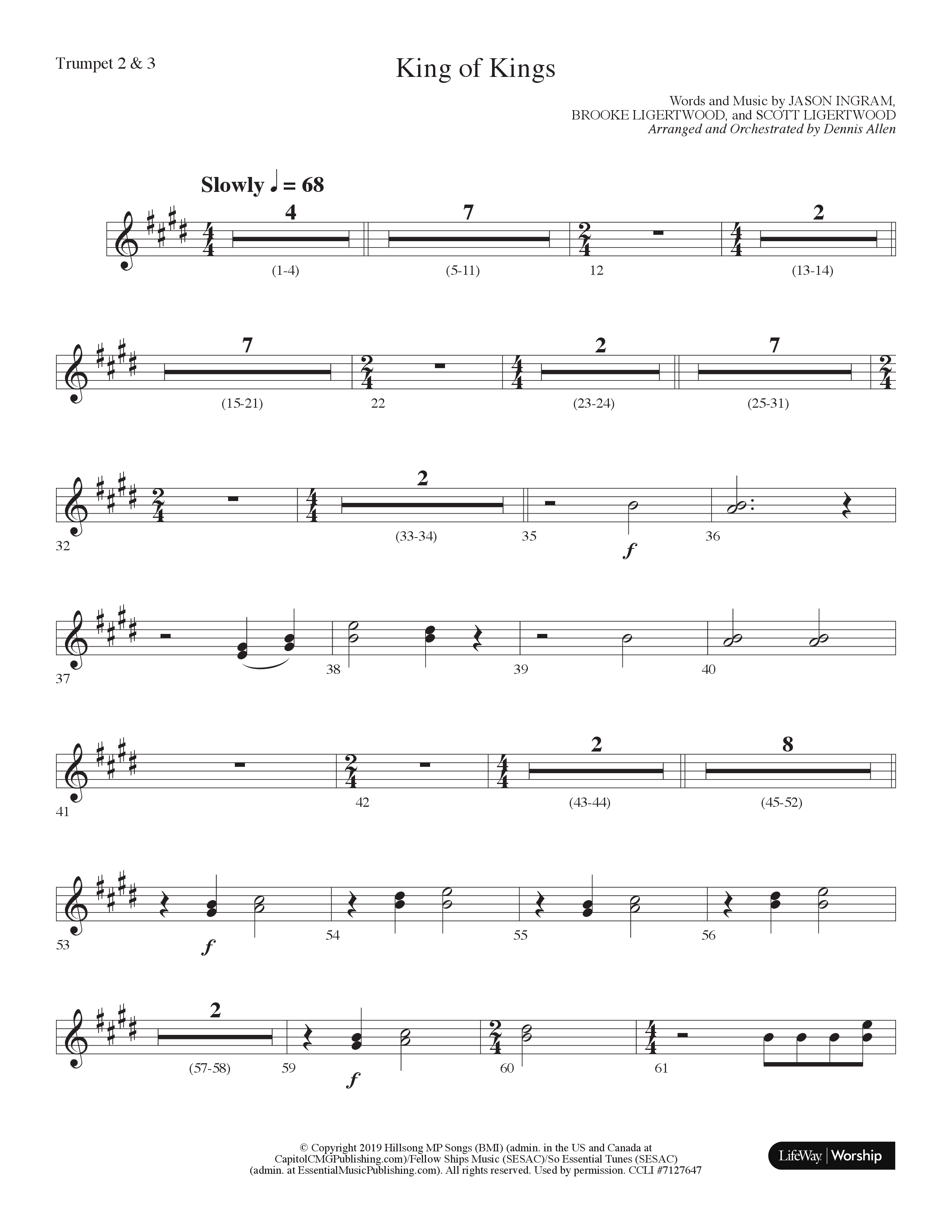 King Of Kings (Choral Anthem SATB) Trumpet 2/3 (Lifeway Choral / Arr. Dennis Allen)