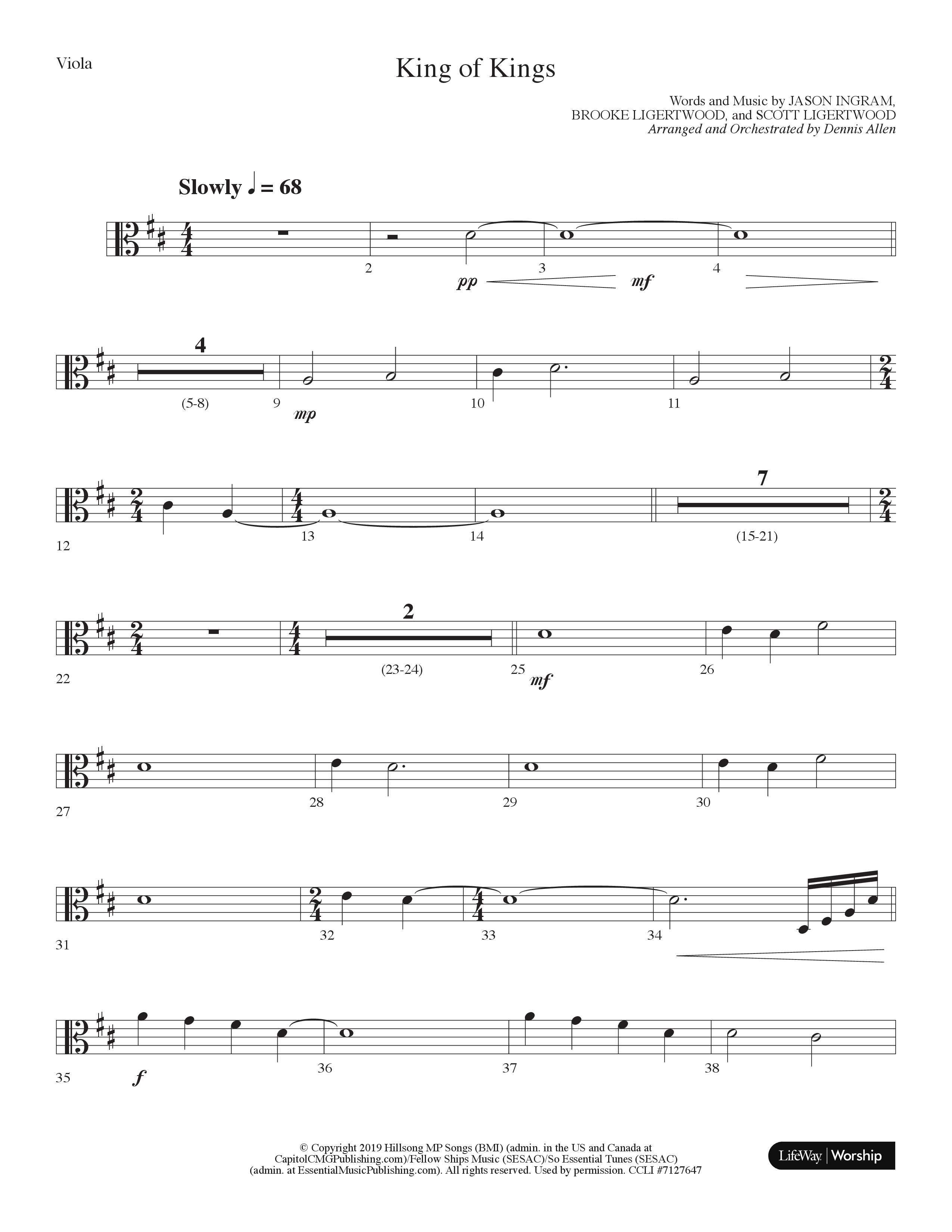 King Of Kings (Choral Anthem SATB) Viola (Lifeway Choral / Arr. Dennis Allen)