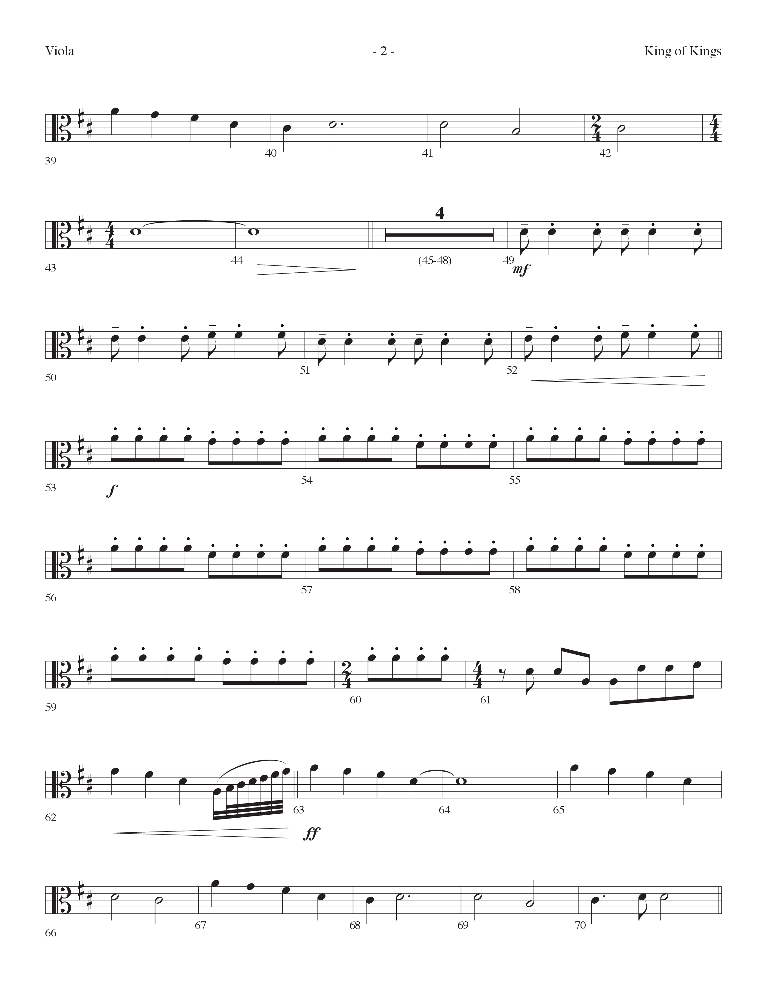 King Of Kings (Choral Anthem SATB) Viola (Lifeway Choral / Arr. Dennis Allen)