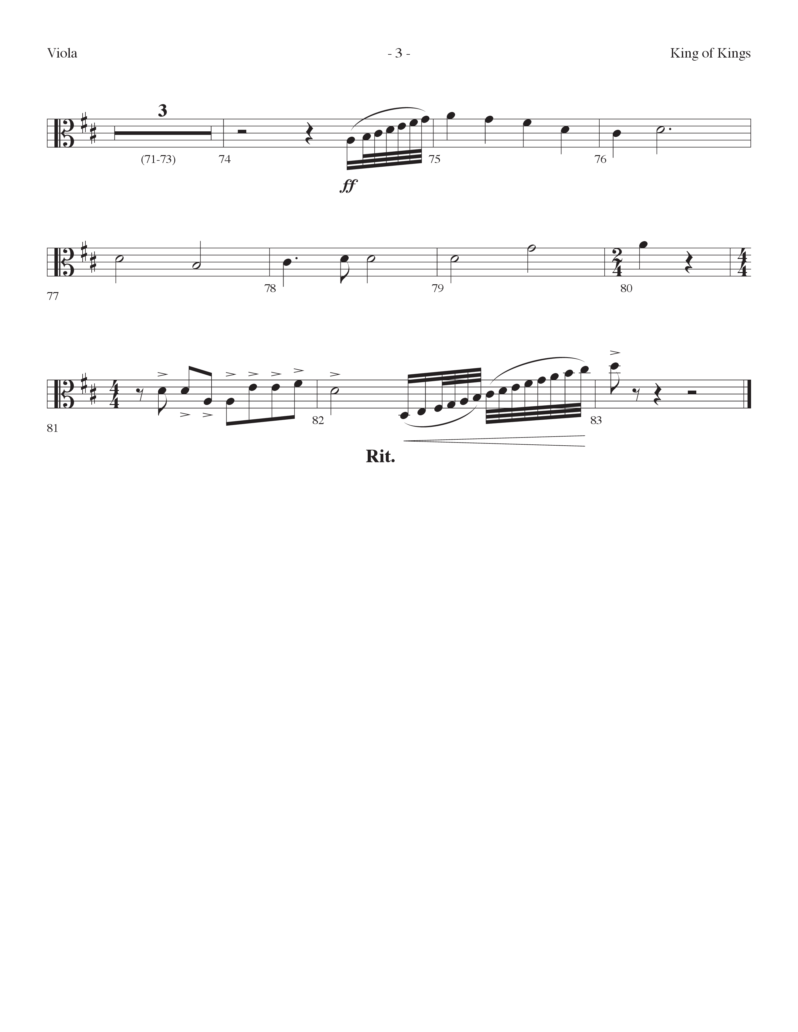King Of Kings (Choral Anthem SATB) Viola (Lifeway Choral / Arr. Dennis Allen)