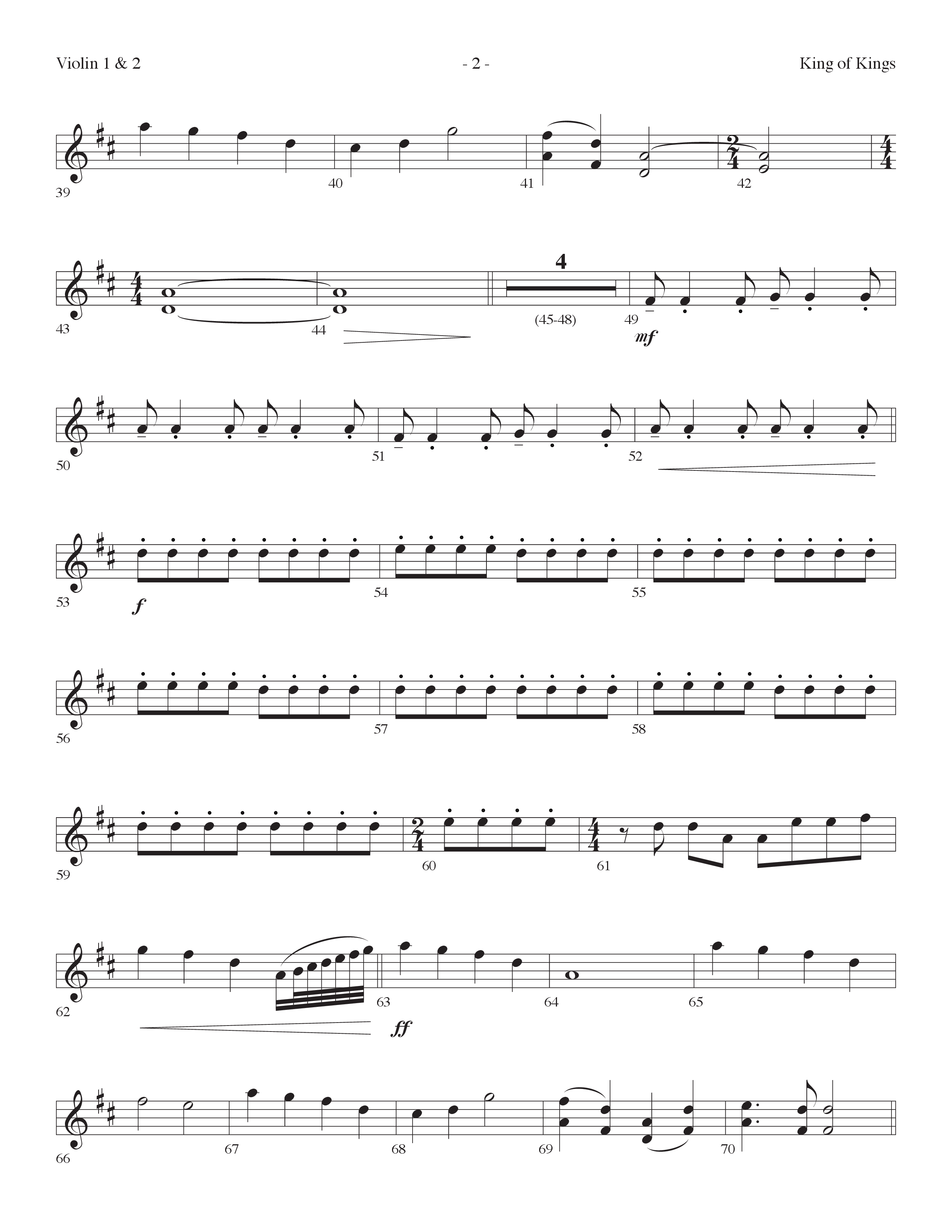 King Of Kings (Choral Anthem SATB) Violin 1/2 (Lifeway Choral / Arr. Dennis Allen)