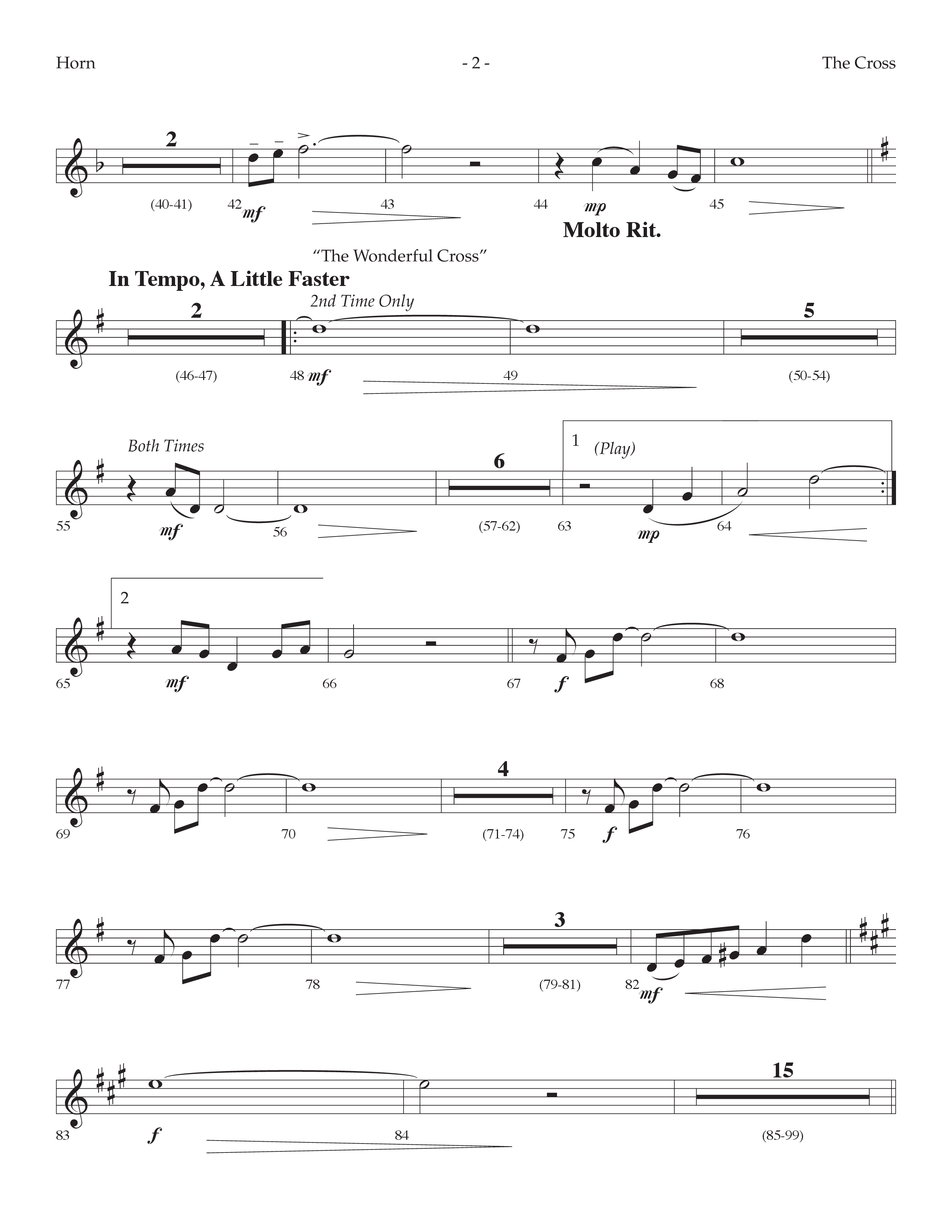 The Cross (with At The Cross, There Is A Fountain, The Wonderful Cross) (Choral Anthem SATB) French Horn (Lifeway Choral / Arr. Dennis Allen)