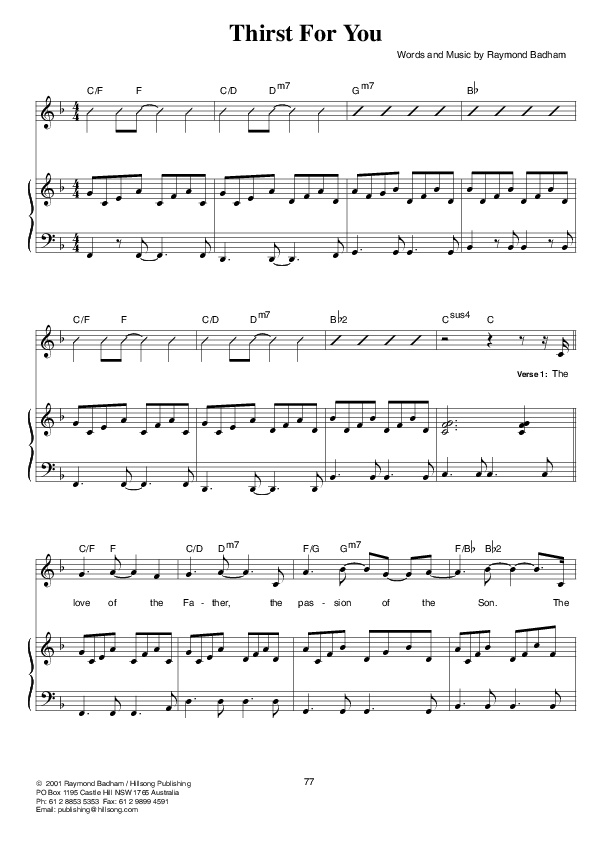 Thirst For You Lead & Piano (Hillsong Worship)