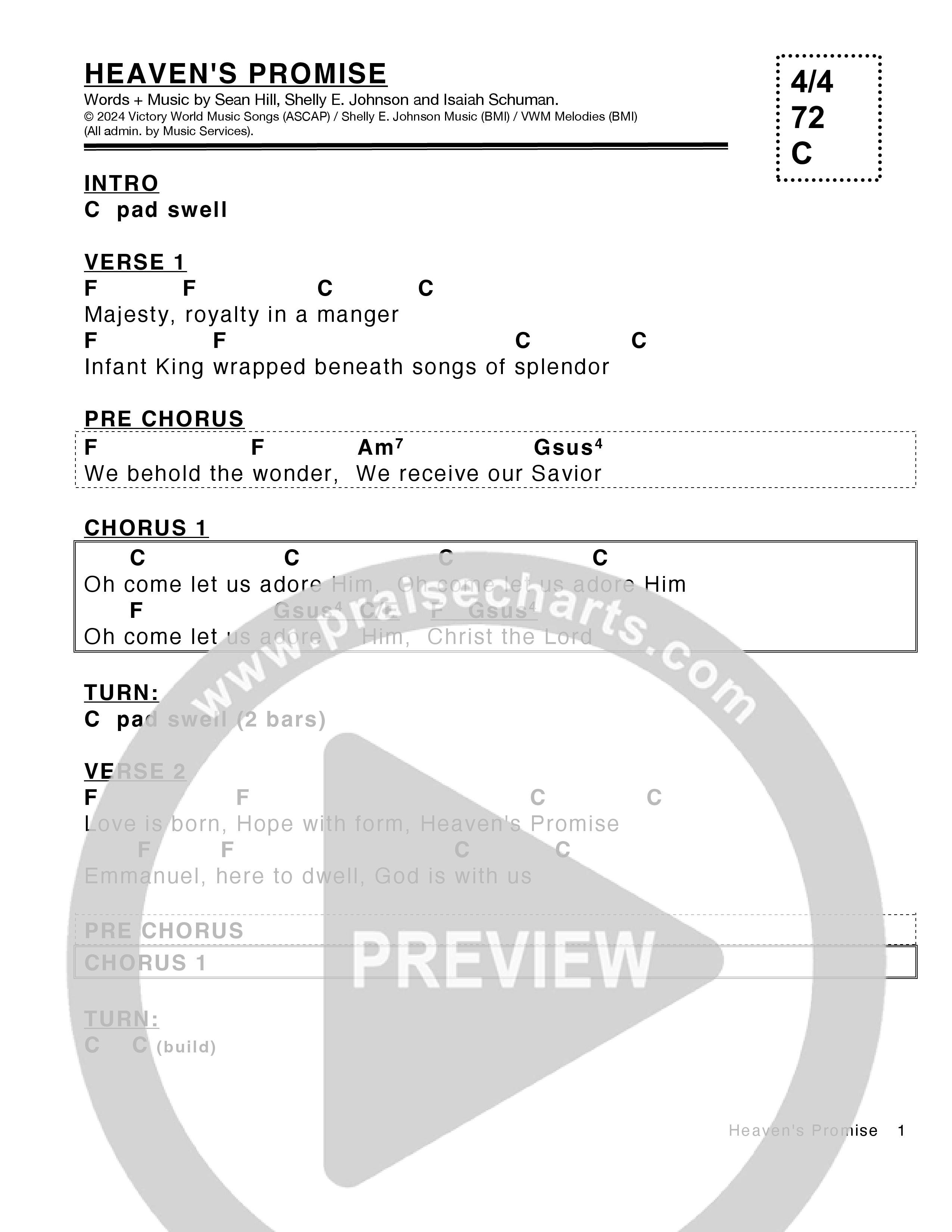 Heaven's Promise Chord Chart (Victory House Worship)
