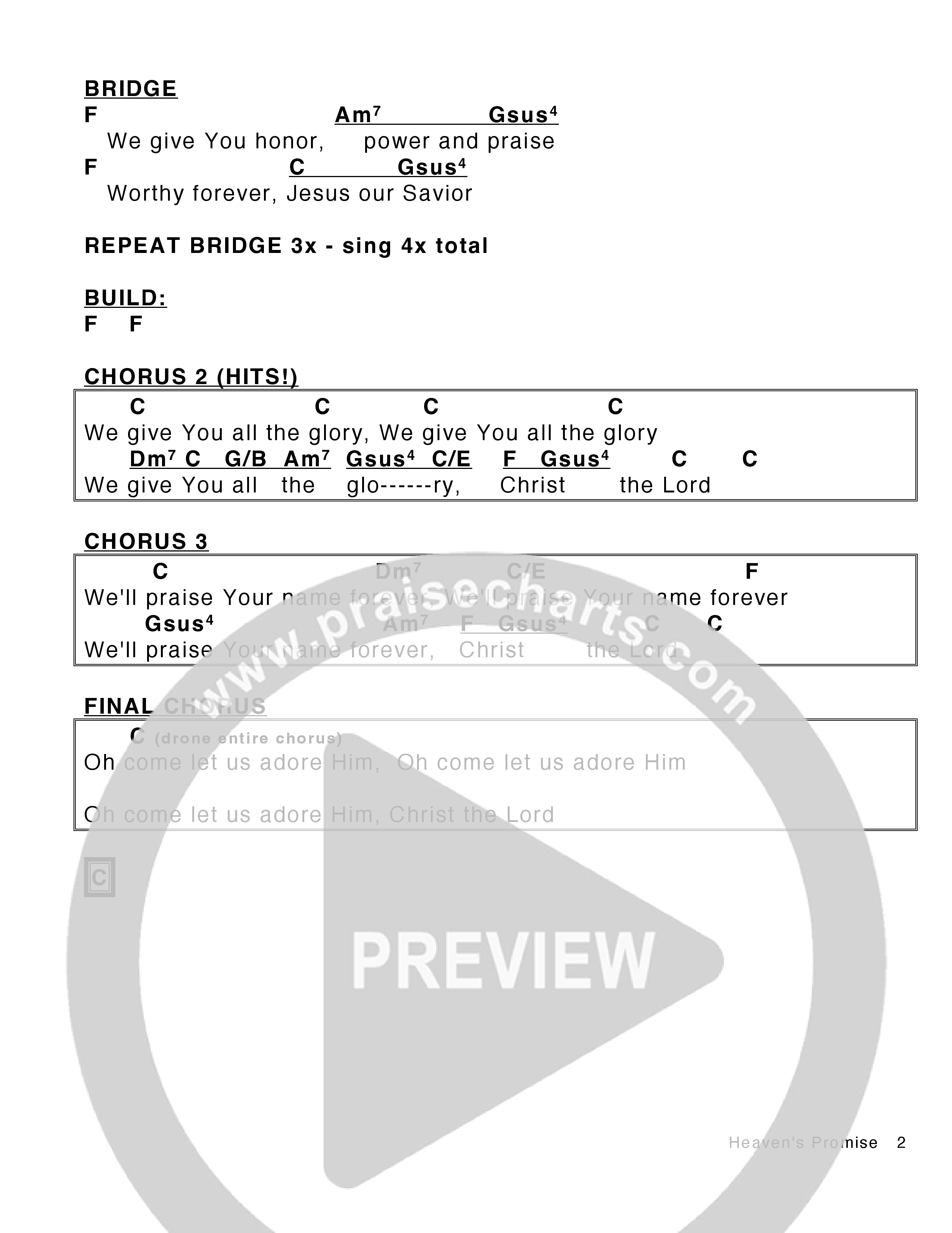 Heaven's Promise Chord Chart (Victory House Worship)