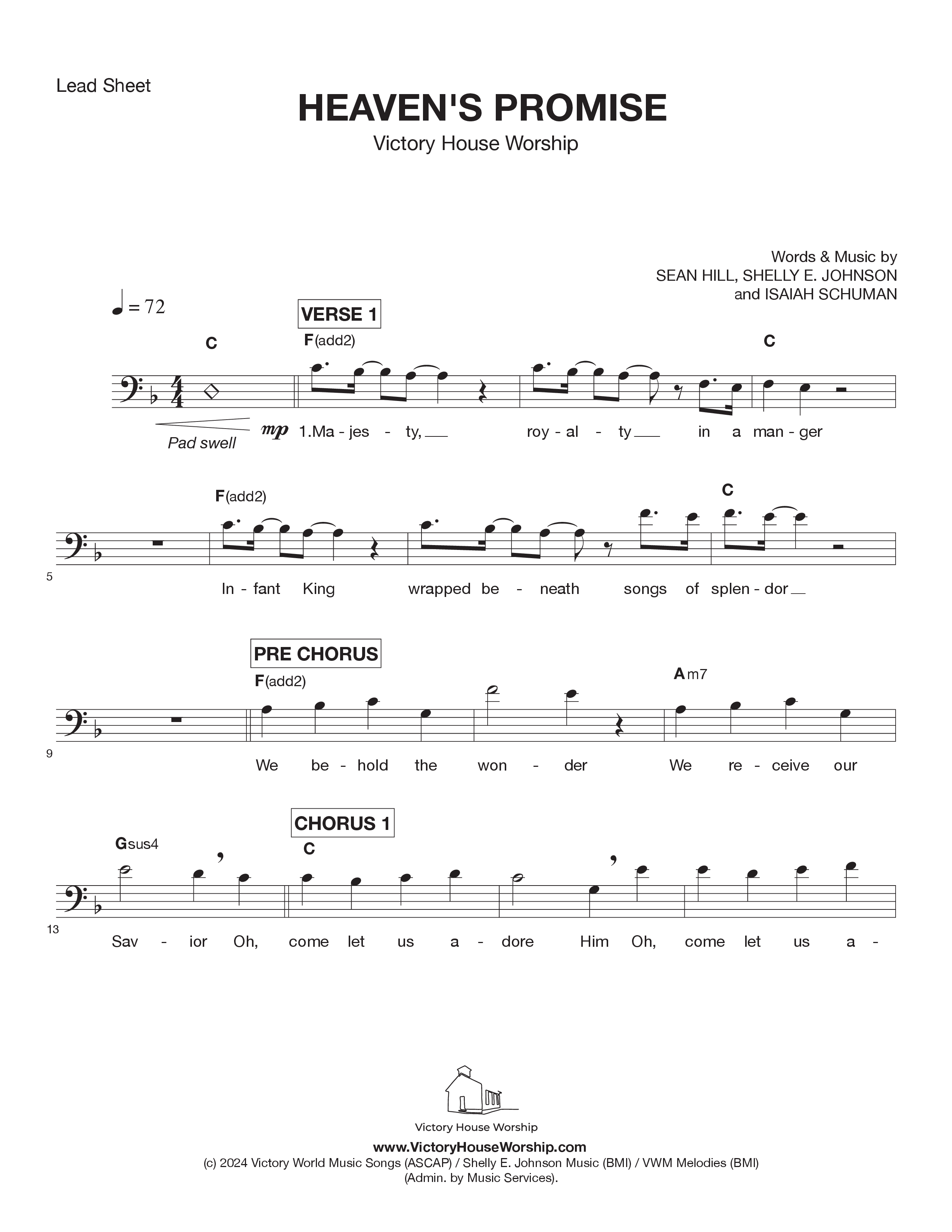 Heaven's Promise Lead Sheet Melody (Victory House Worship)