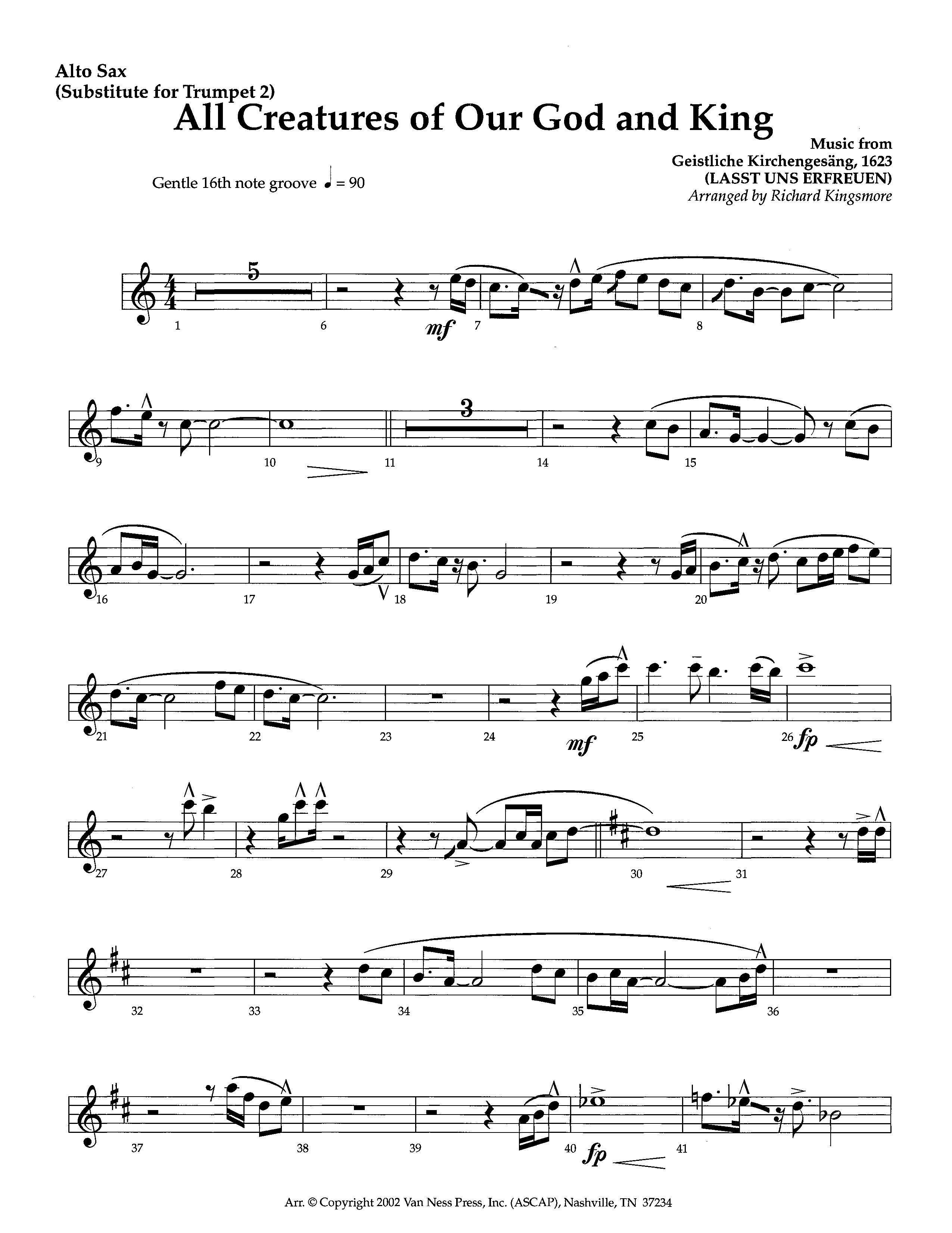 All Creatures Of Our God And King (Instrumental) Alto Sax (Lifeway Worship / Arr. Richard Kingsmore)