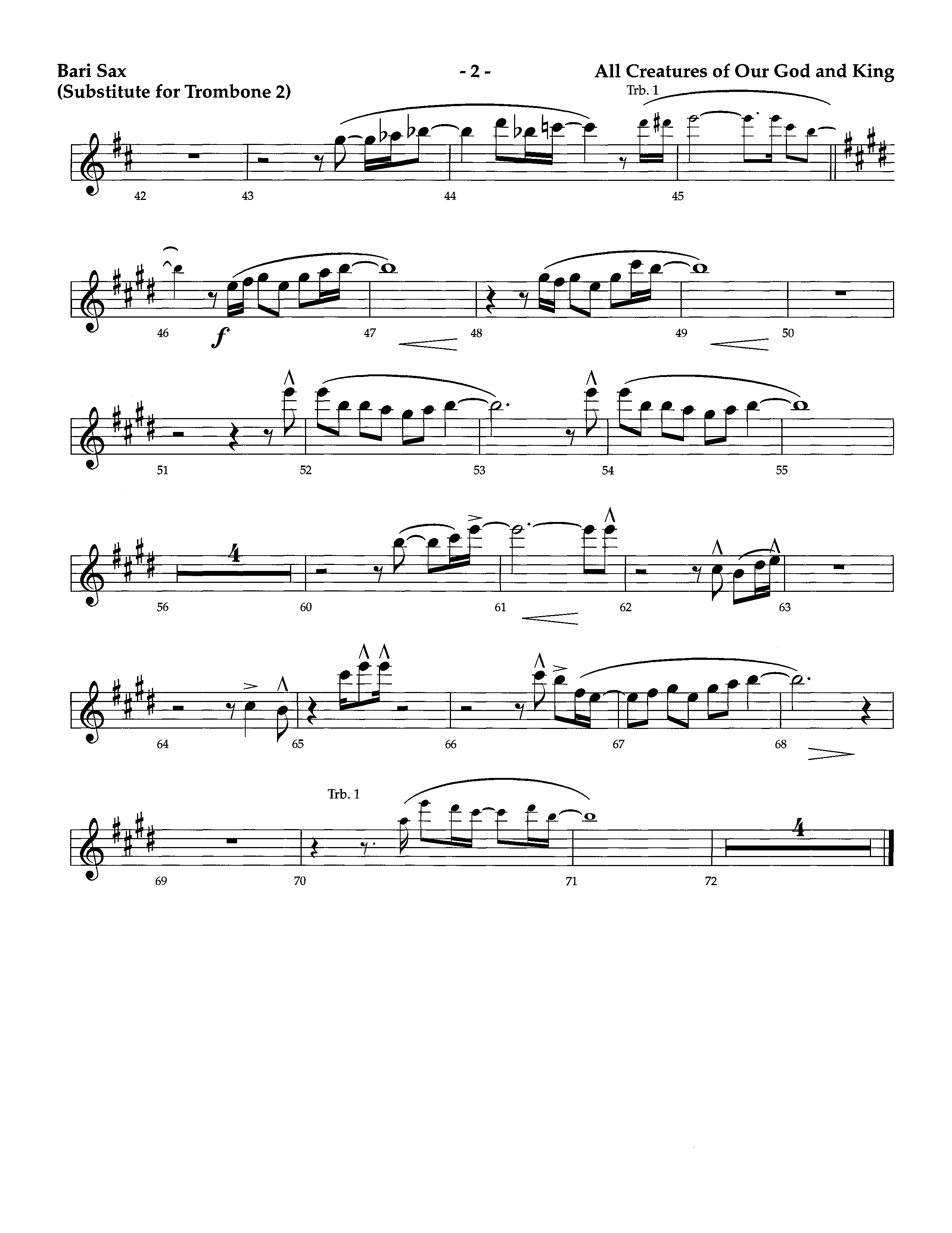 All Creatures Of Our God And King (Instrumental) Bari Sax (Lifeway Worship / Arr. Richard Kingsmore)