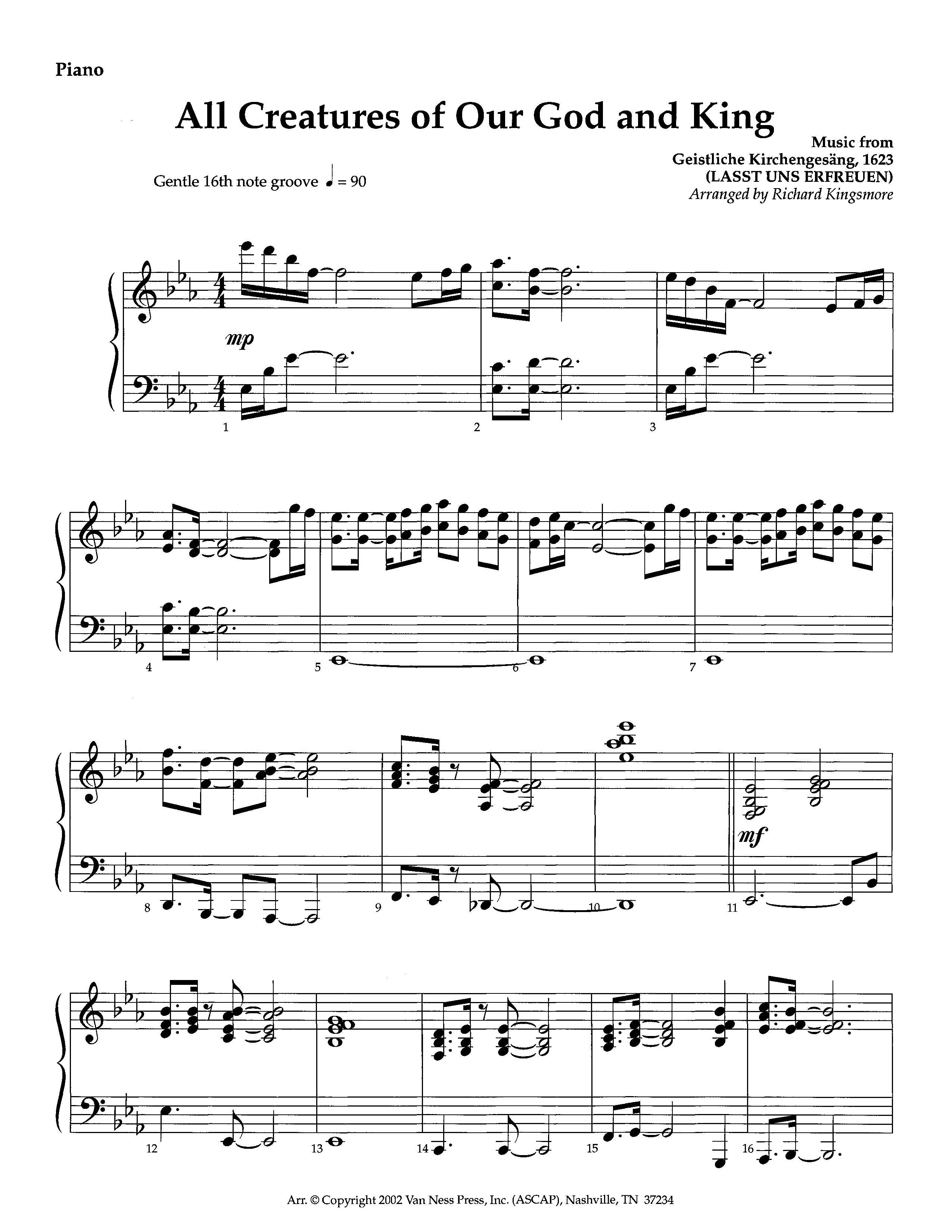 All Creatures Of Our God And King (Instrumental) Piano Sheet (Lifeway Worship / Arr. Richard Kingsmore)