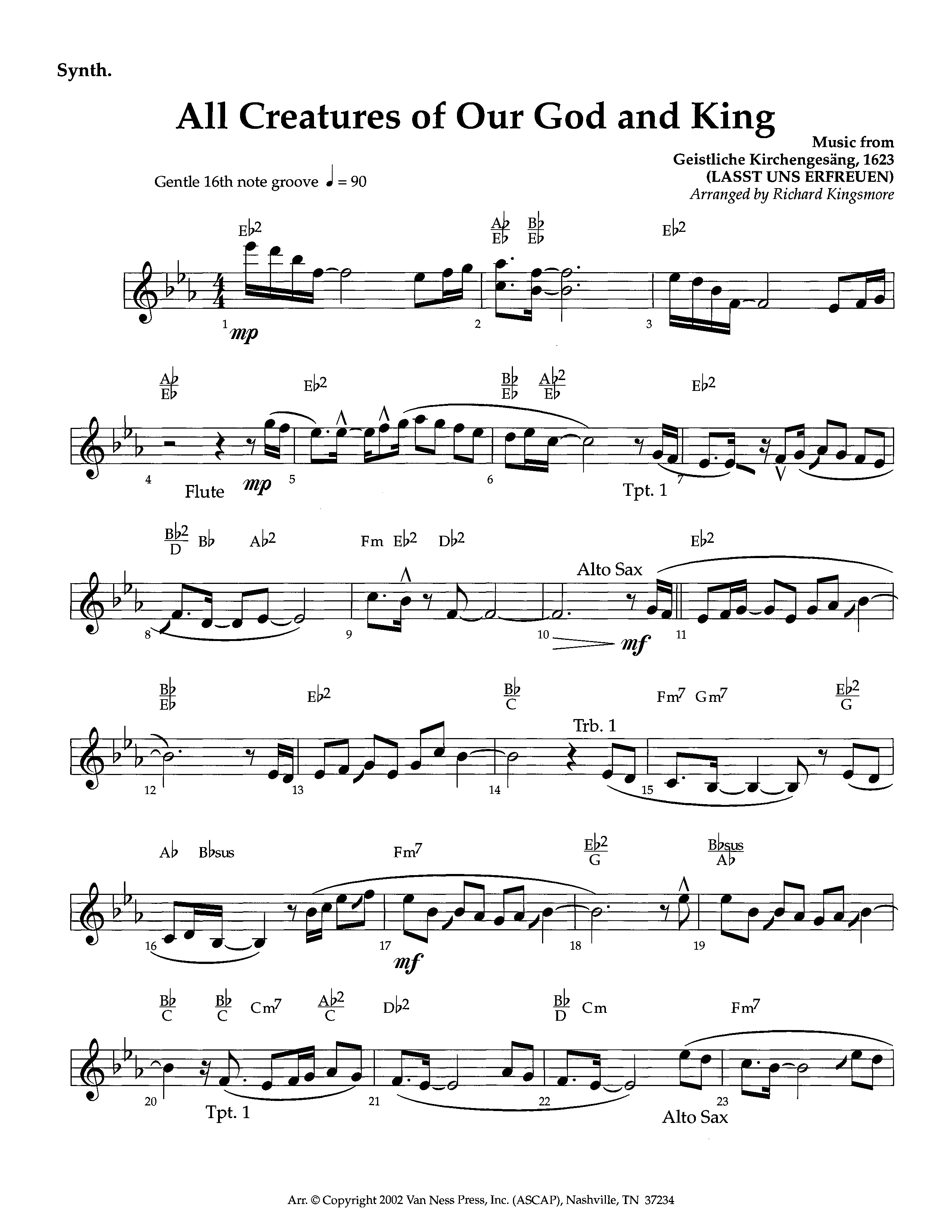 All Creatures Of Our God And King (Instrumental) Synth (Lifeway Worship / Arr. Richard Kingsmore)