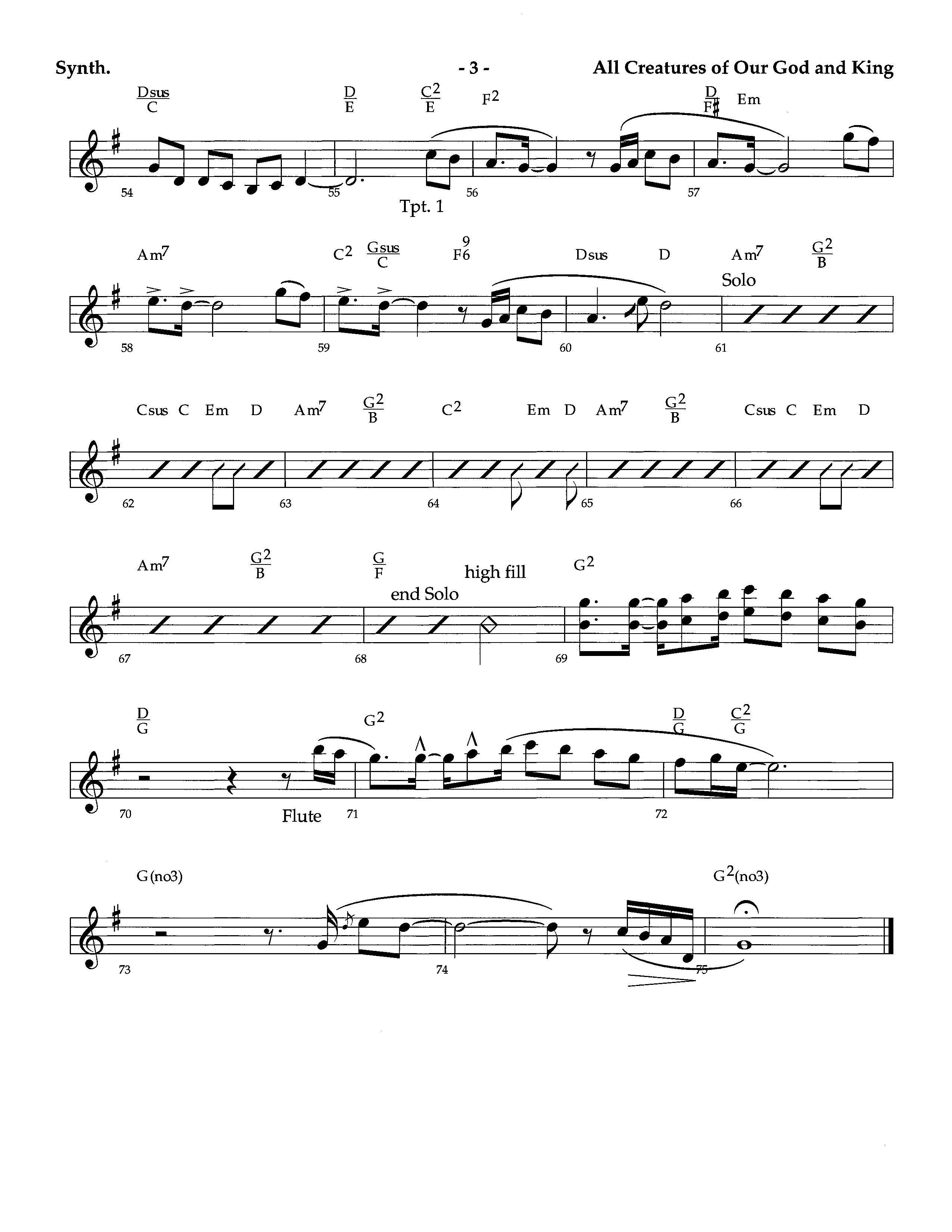 All Creatures Of Our God And King (Instrumental) Synth (Lifeway Worship / Arr. Richard Kingsmore)