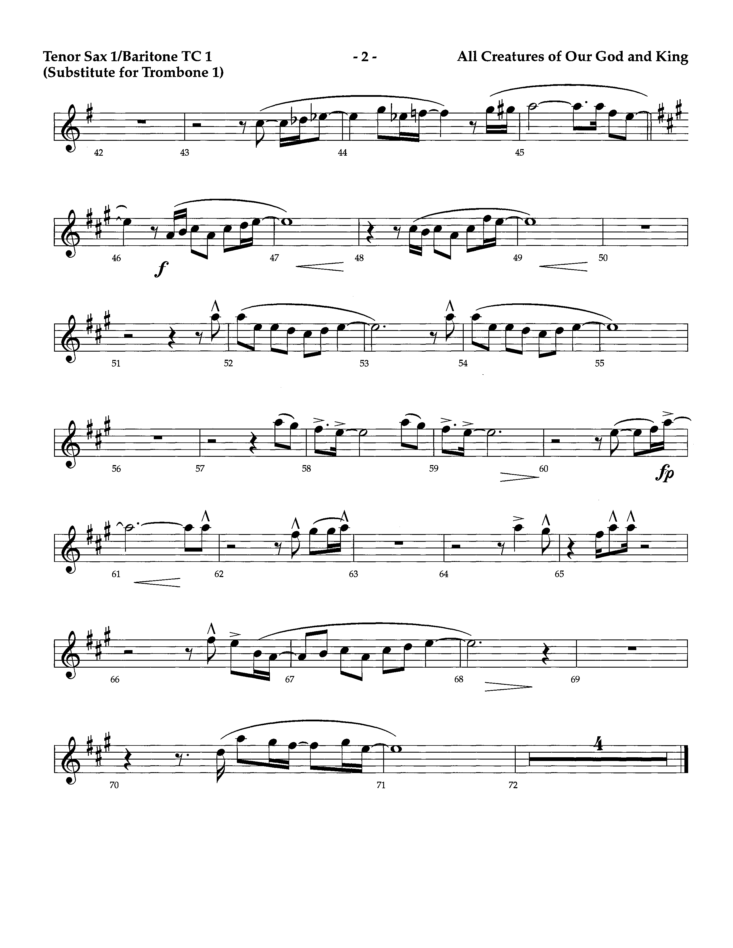 All Creatures Of Our God And King (Instrumental) Tenor Sax/Baritone T.C. (Lifeway Worship / Arr. Richard Kingsmore)
