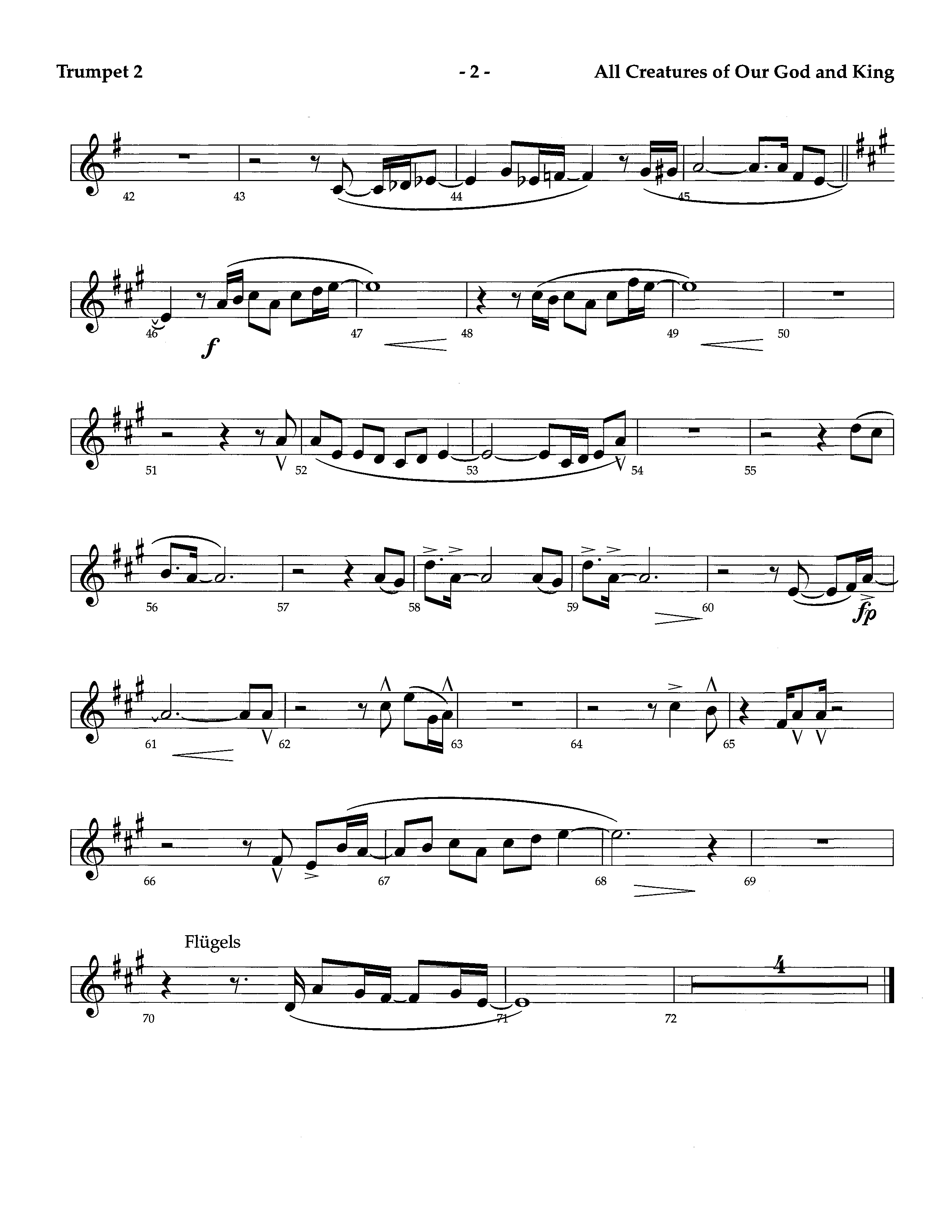 All Creatures Of Our God And King (Instrumental) Trumpet 2 (Lifeway Worship / Arr. Richard Kingsmore)