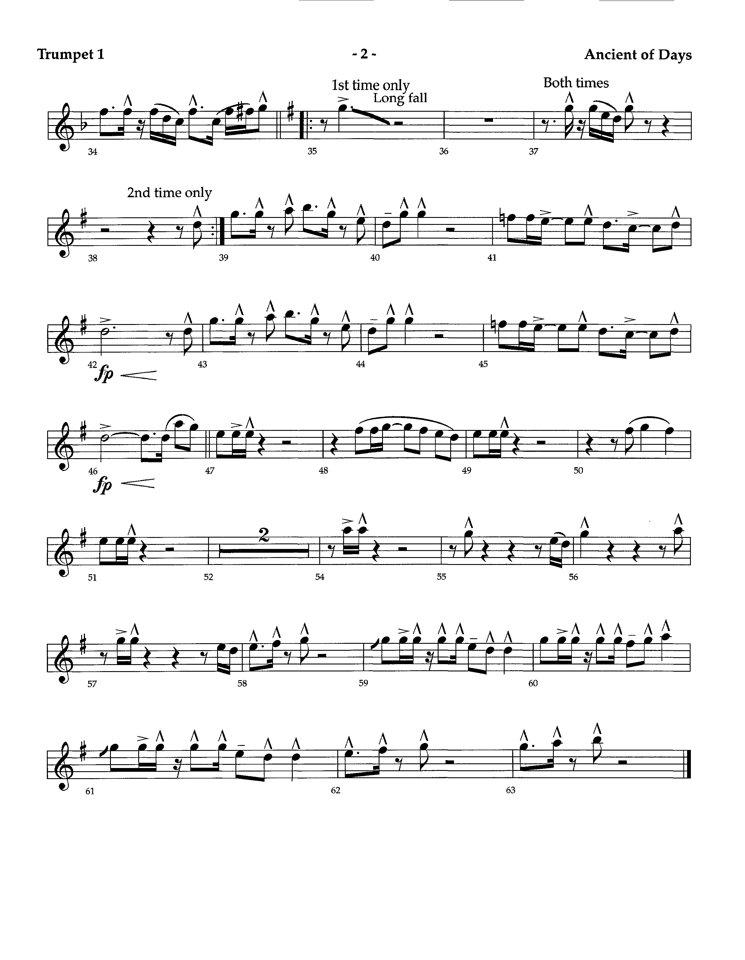 Ancient Of Days (Instrumental) Trumpet 1 (Lifeway Worship / Arr. Richard Kingsmore)