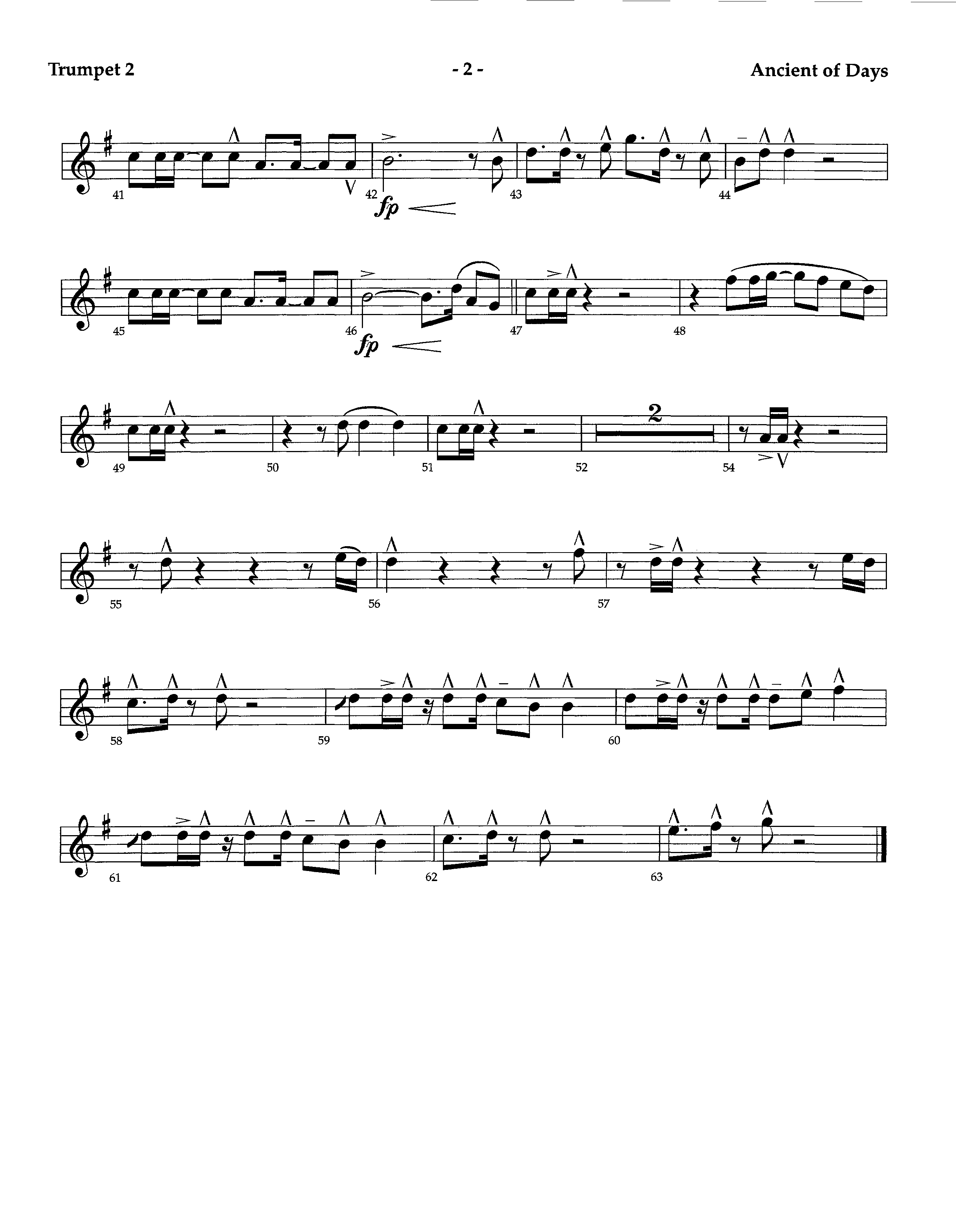 Ancient Of Days (Instrumental) Trumpet 2 (Lifeway Worship / Arr. Richard Kingsmore)