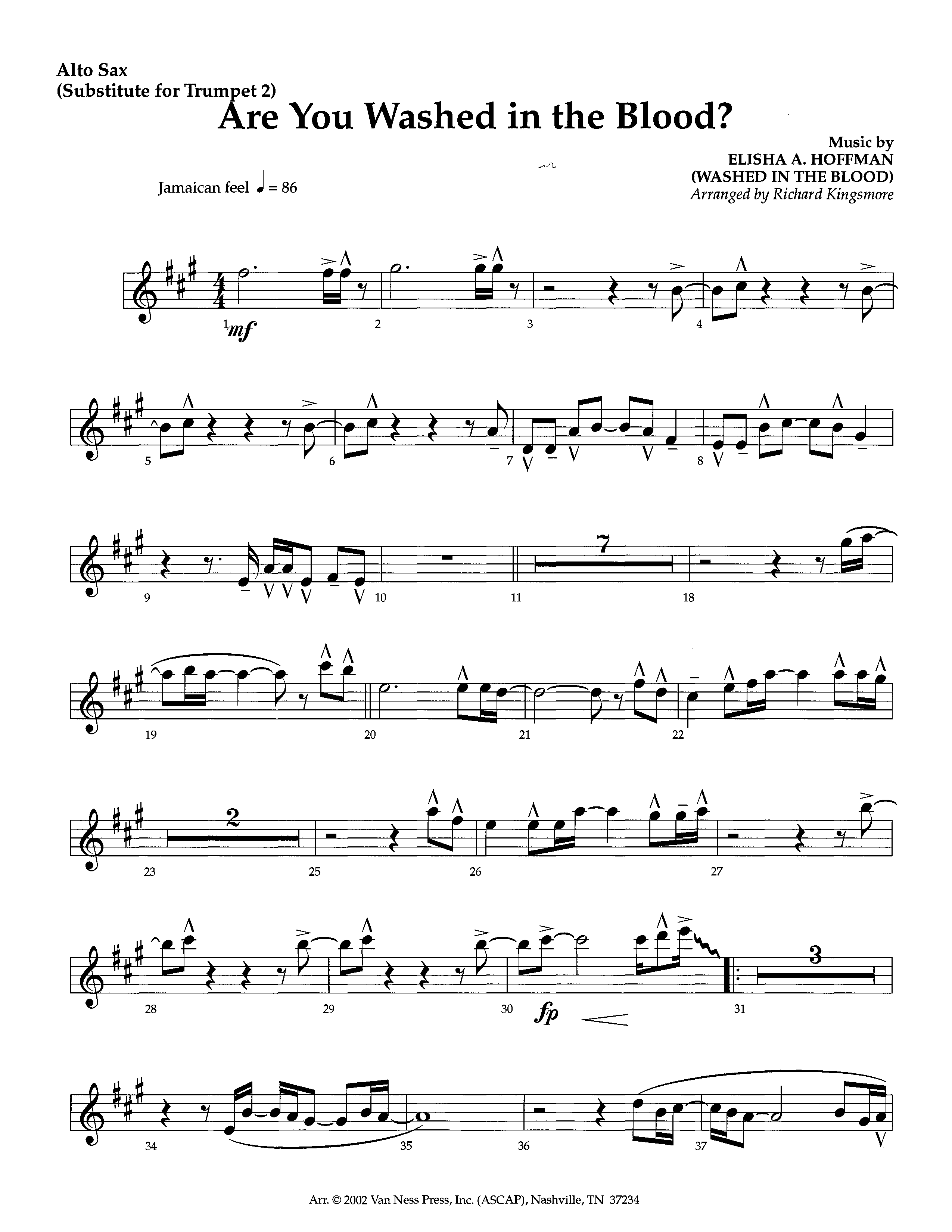 Are You Washed In The Blood (Instrumental) Alto Sax (Lifeway Worship / Arr. Richard Kingsmore)