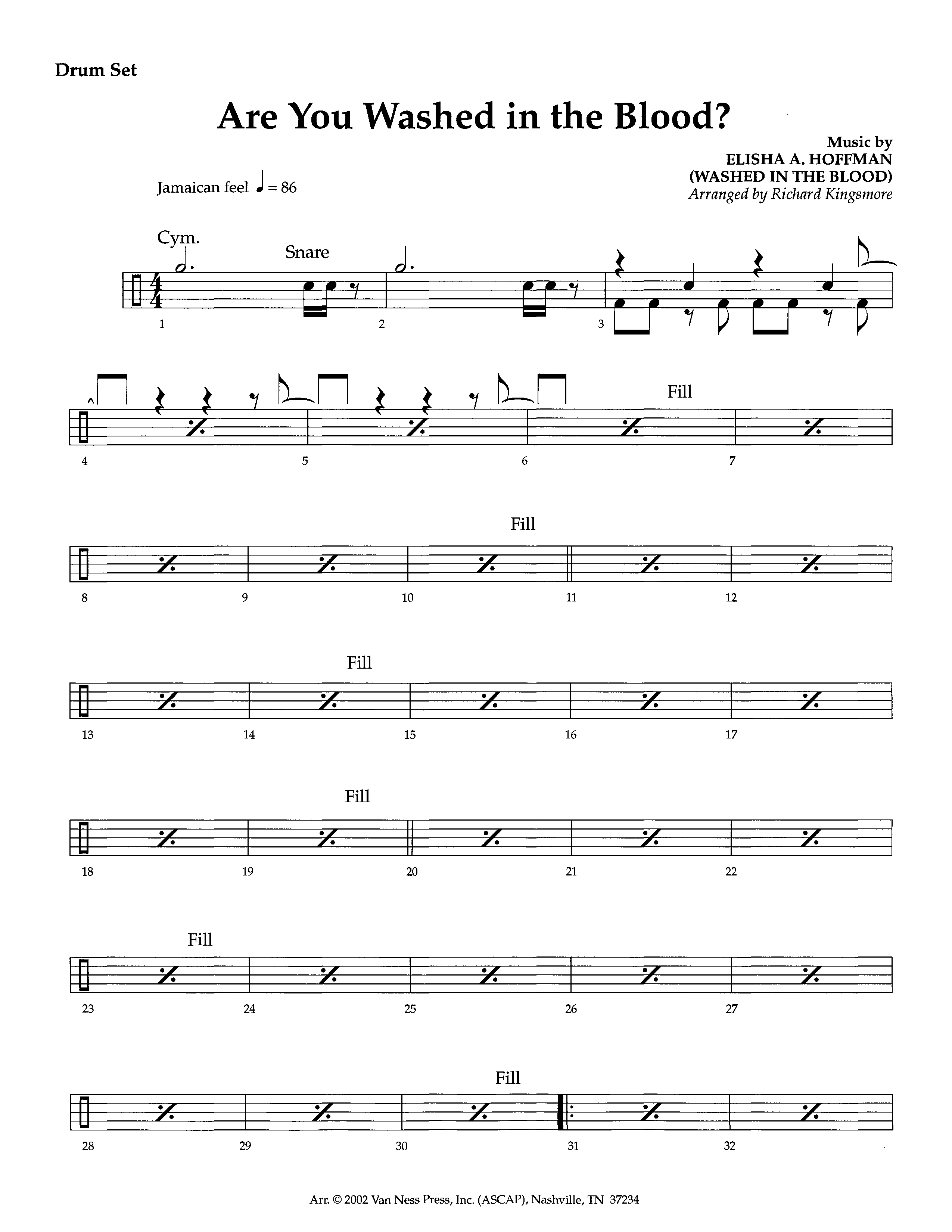 Are You Washed In The Blood (Instrumental) Drum Set (Lifeway Worship / Arr. Richard Kingsmore)