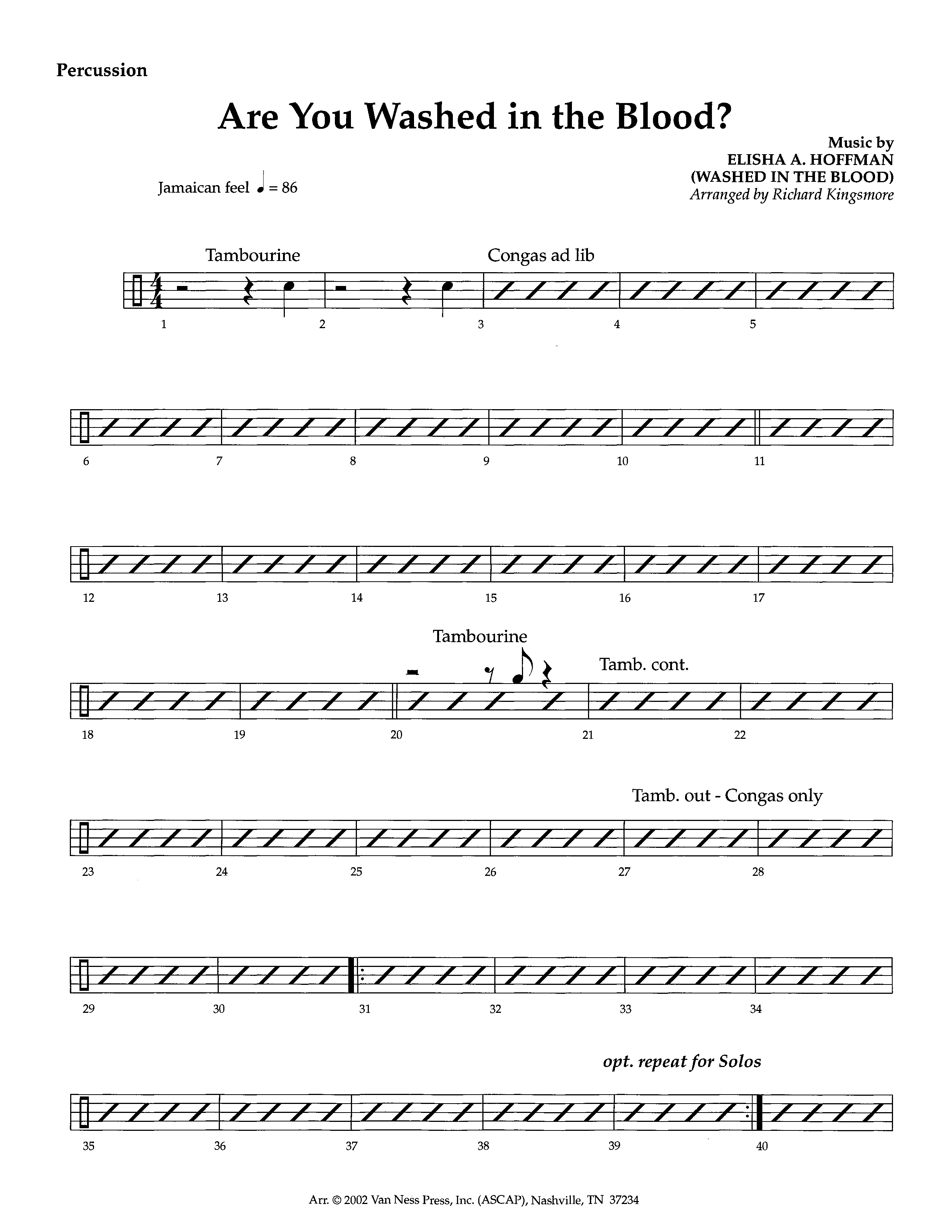 Are You Washed In The Blood (Instrumental) Percussion (Lifeway Worship / Arr. Richard Kingsmore)