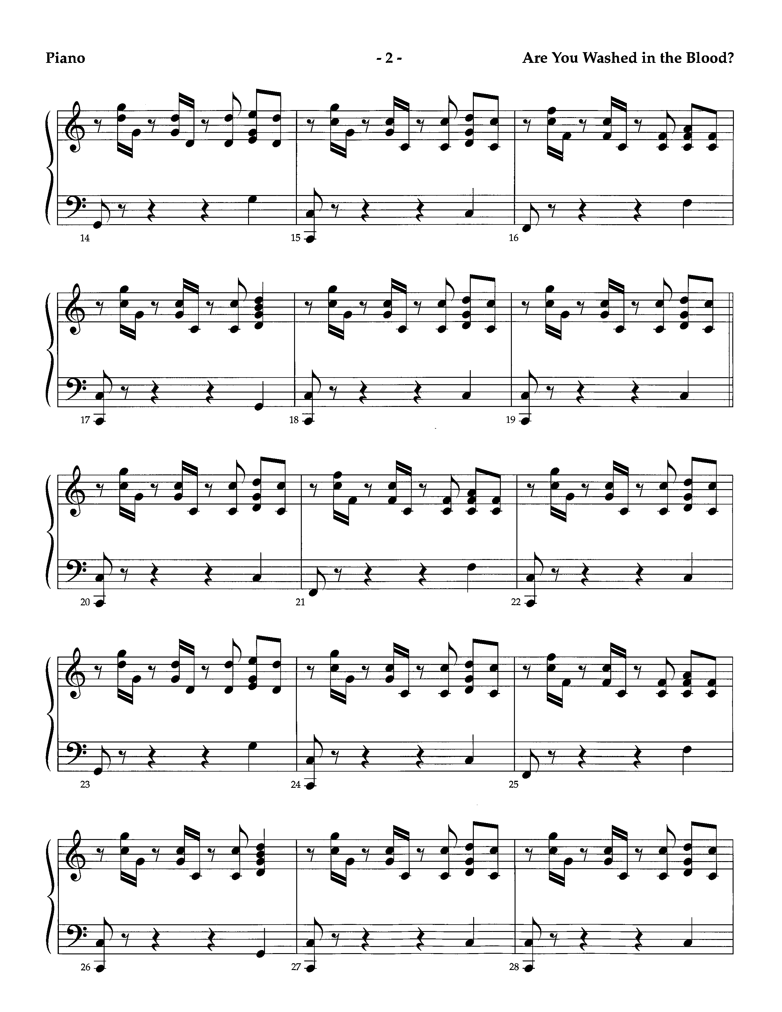 Are You Washed In The Blood (Instrumental) Piano Sheet (Lifeway Worship / Arr. Richard Kingsmore)