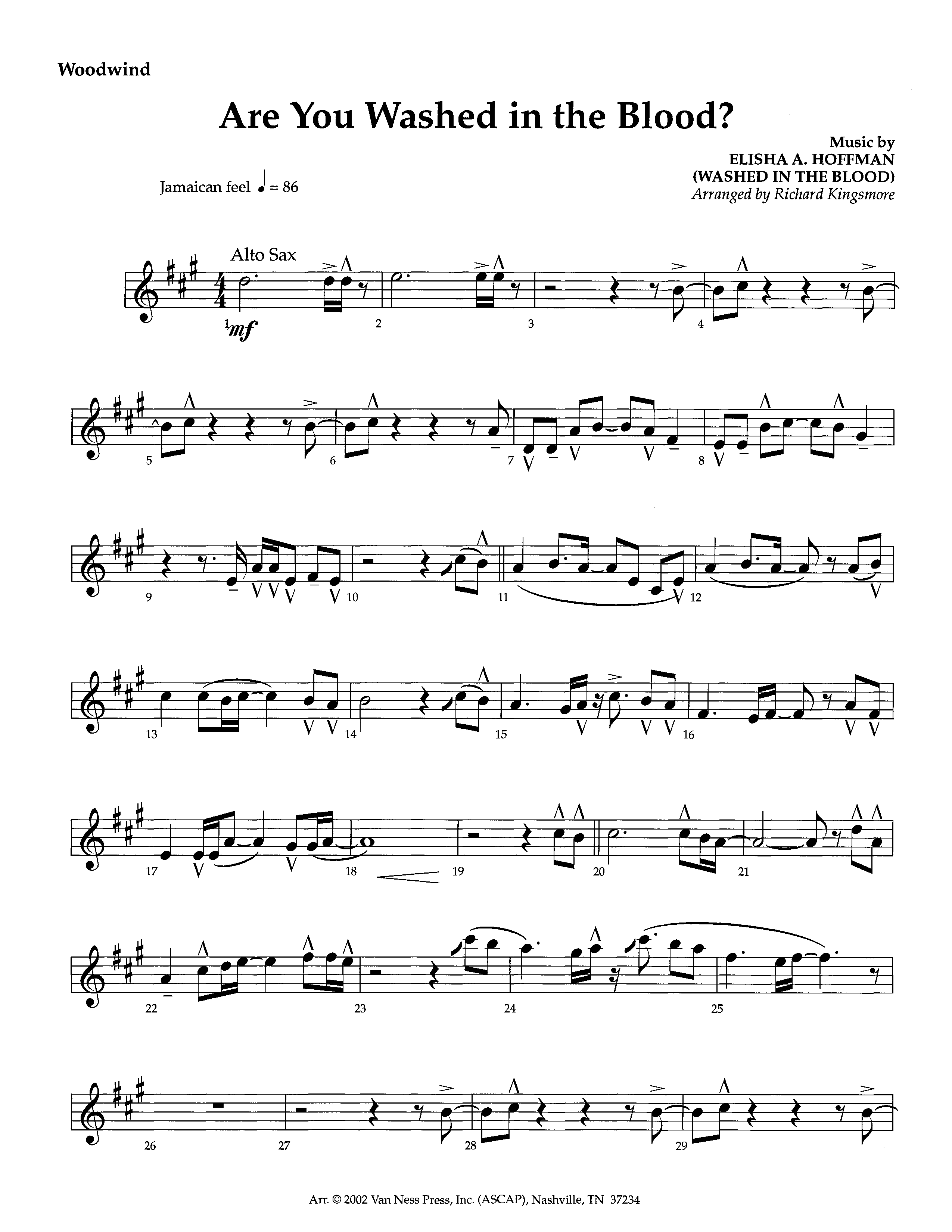 Are You Washed In The Blood (Instrumental) Winds (Lifeway Worship / Arr. Richard Kingsmore)