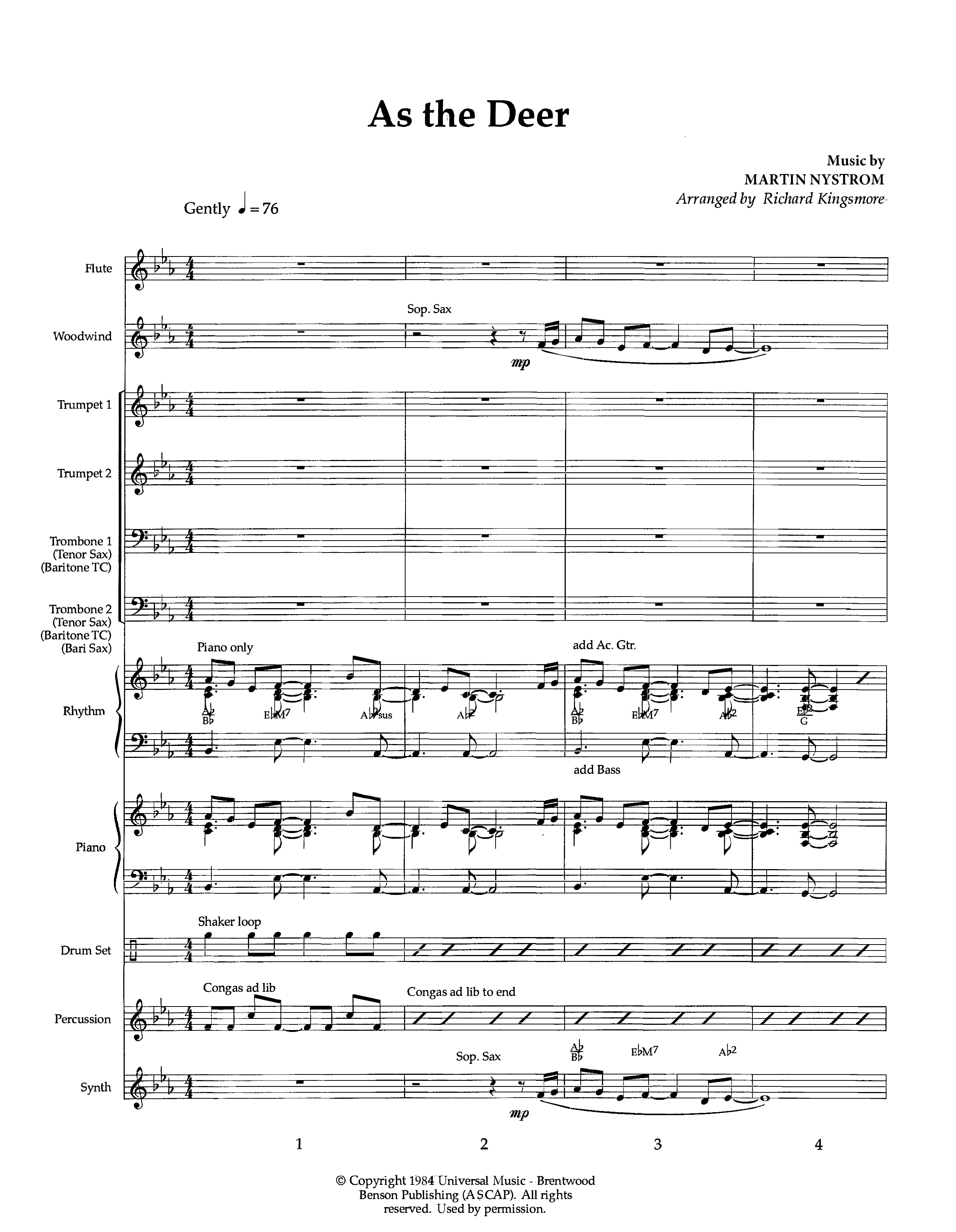 As The Deer (Instrumental) Orchestration (Lifeway Worship / Arr. Richard Kingsmore)