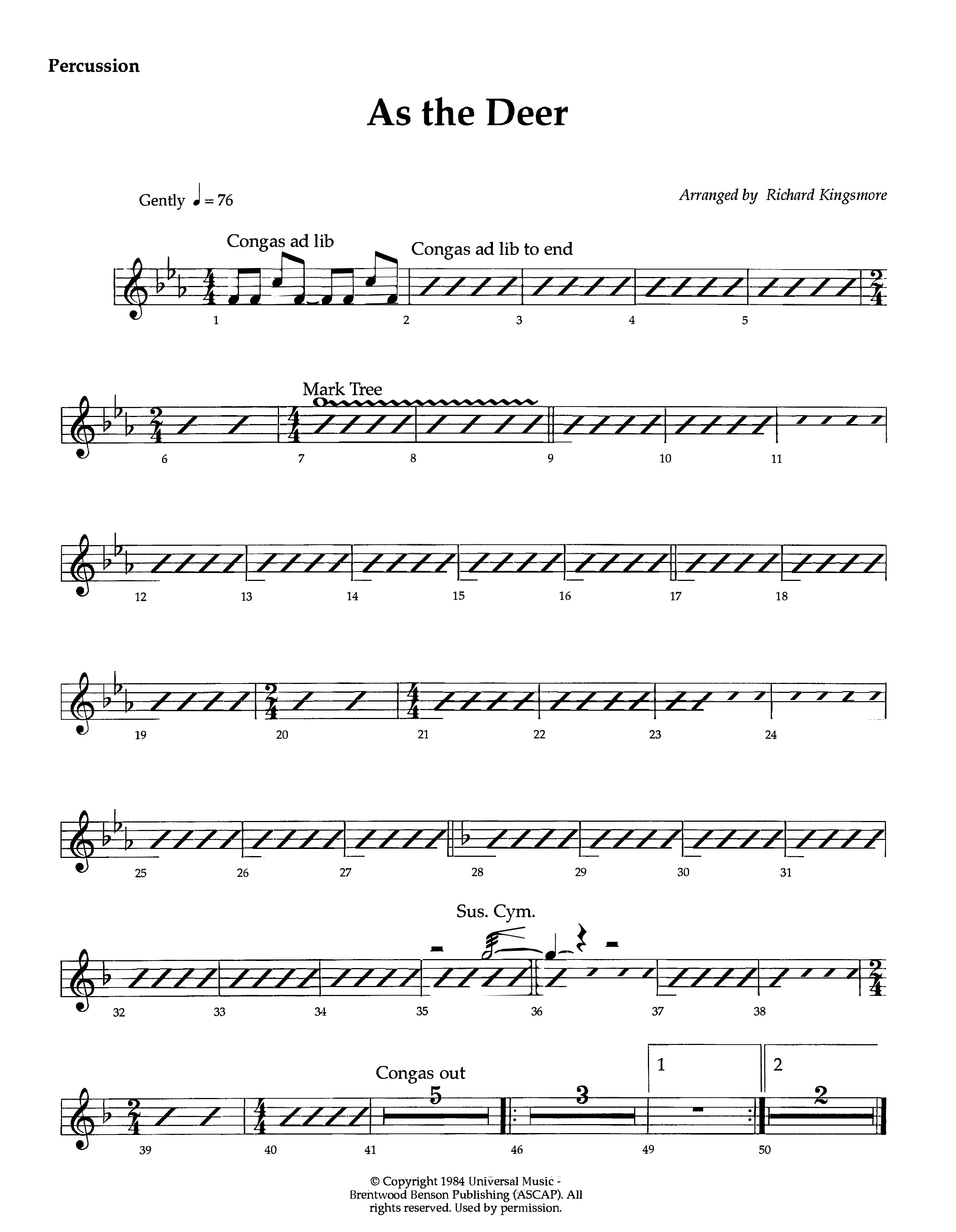 As The Deer (Instrumental) Percussion (Lifeway Worship / Arr. Richard Kingsmore)