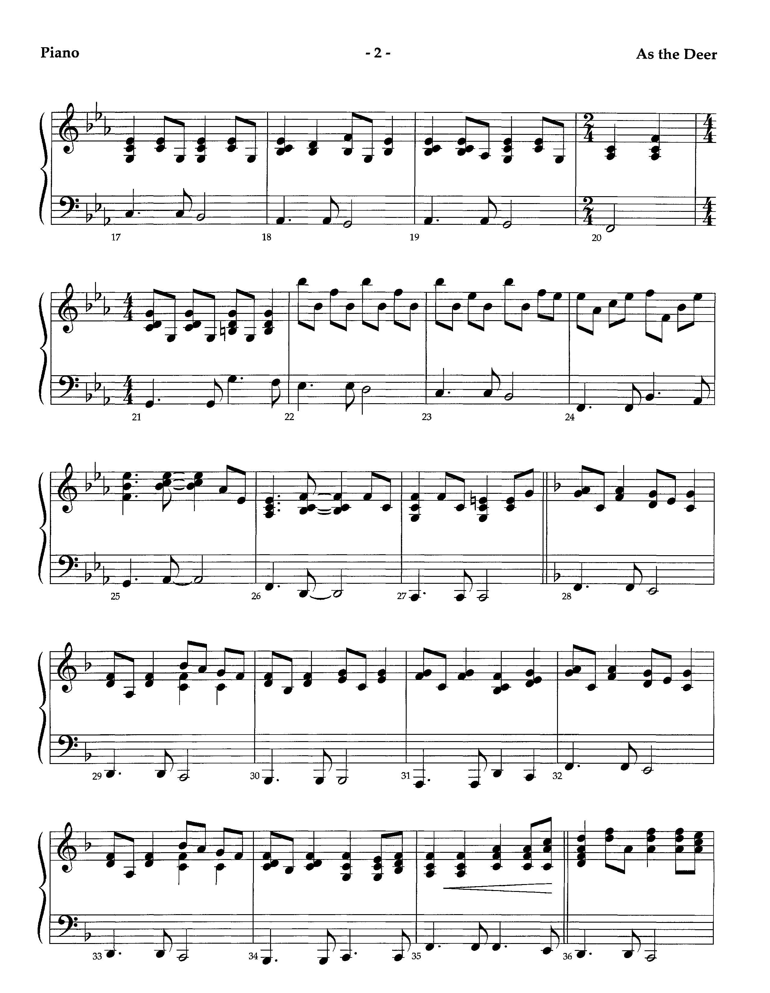 As The Deer (Instrumental) Piano Sheet (Lifeway Worship / Arr. Richard Kingsmore)