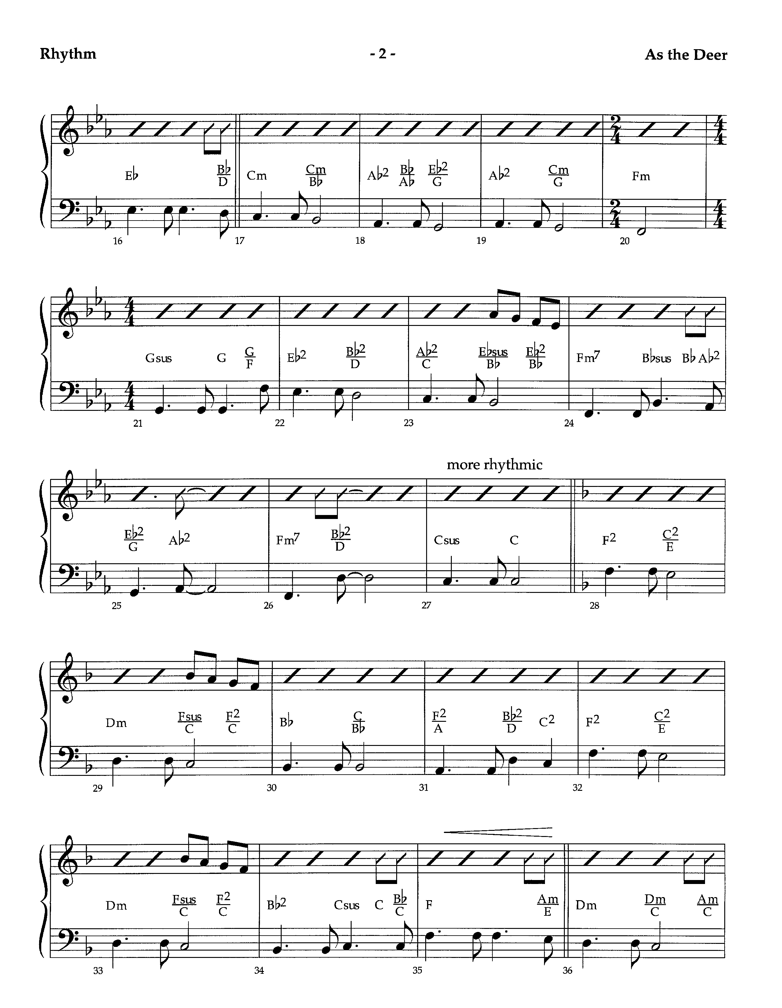 As The Deer (Instrumental) Rhythm Chart (Lifeway Worship / Arr. Richard Kingsmore)