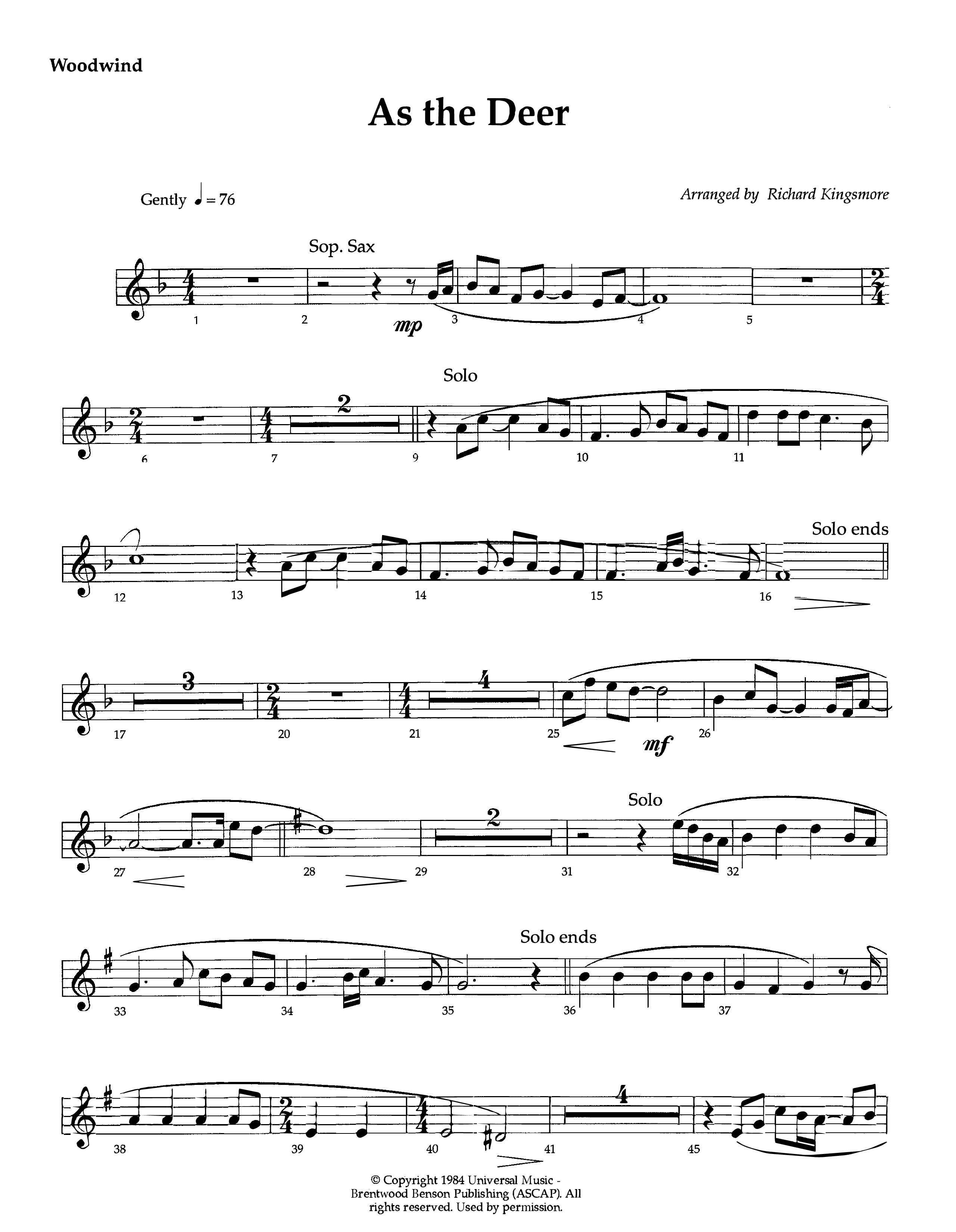 As The Deer (Instrumental) Winds (Lifeway Worship / Arr. Richard Kingsmore)