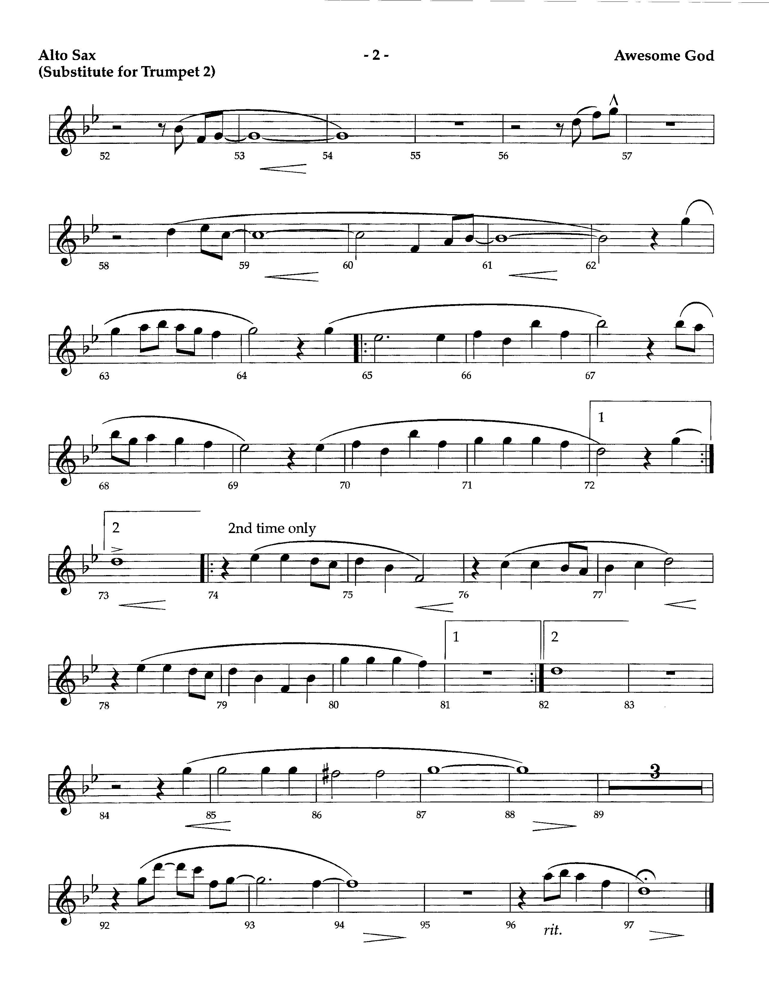 Awesome God (Instrumental) Alto Sax (Lifeway Worship / Arr. Richard Kingsmore)