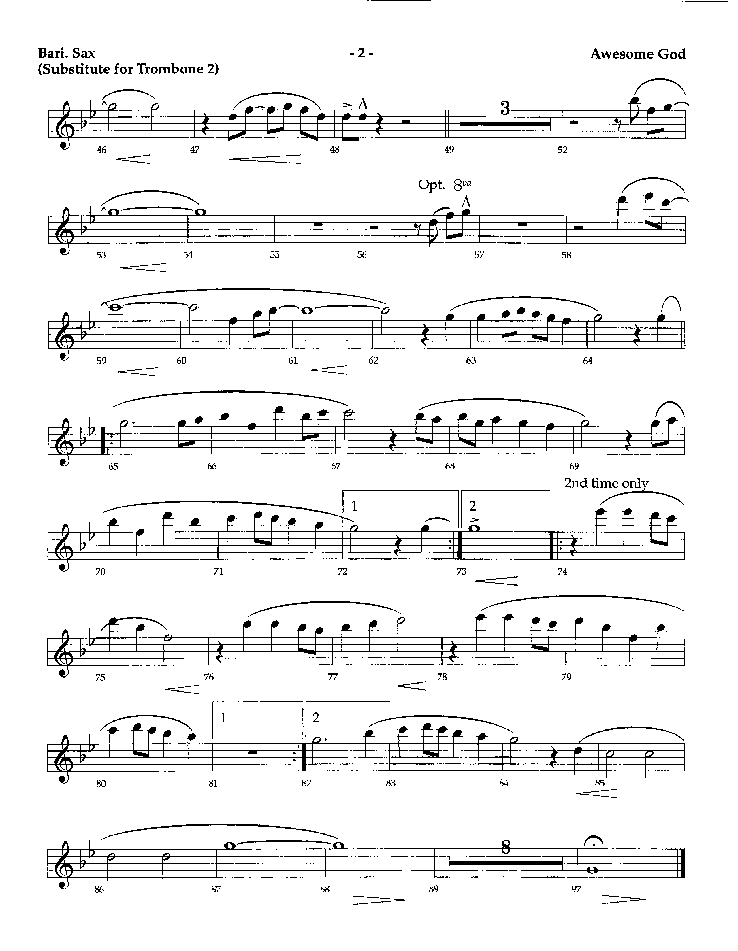 Awesome God (Instrumental) Bari Sax (Lifeway Worship / Arr. Richard Kingsmore)