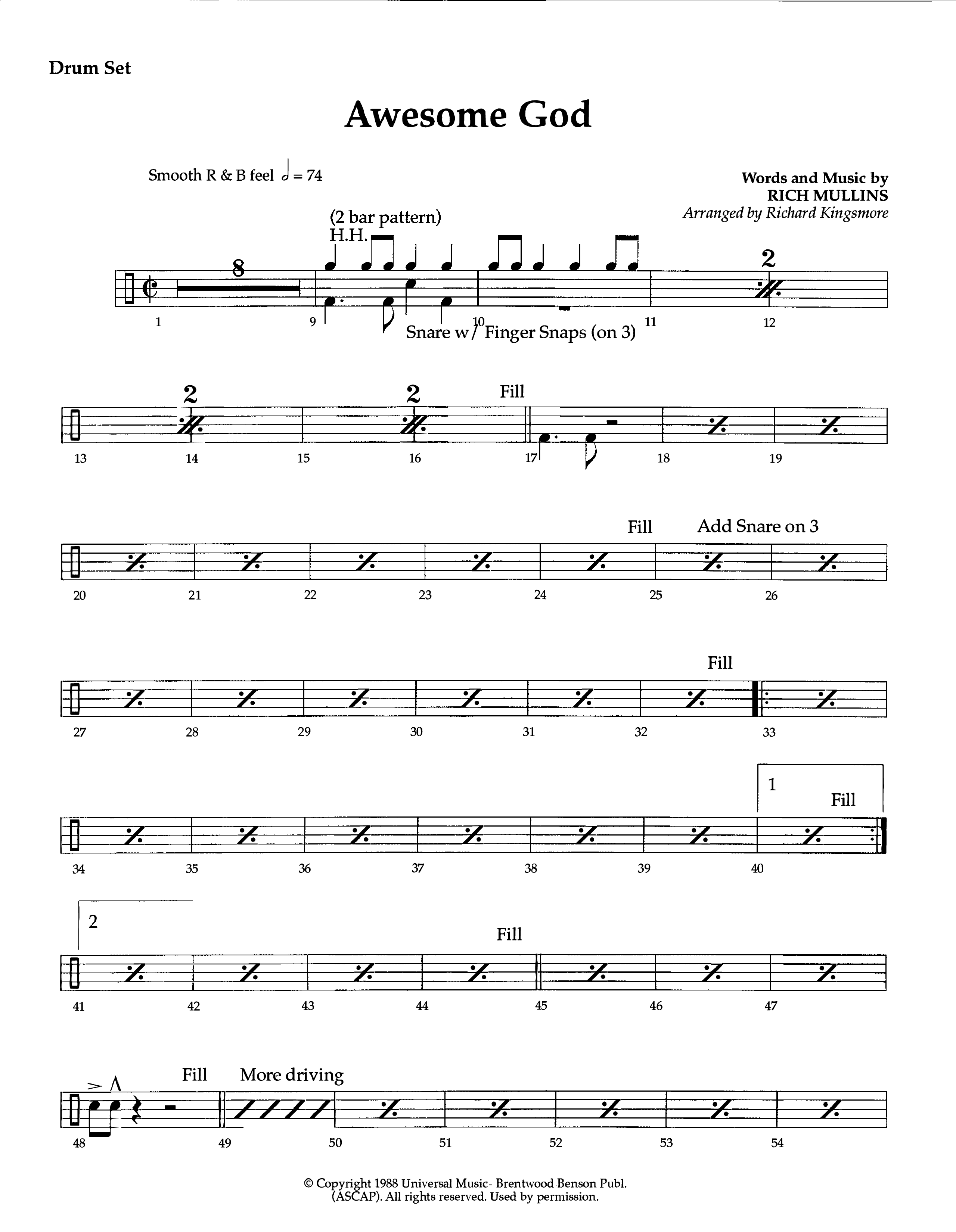 Awesome God (Instrumental) Drum Set (Lifeway Worship / Arr. Richard Kingsmore)