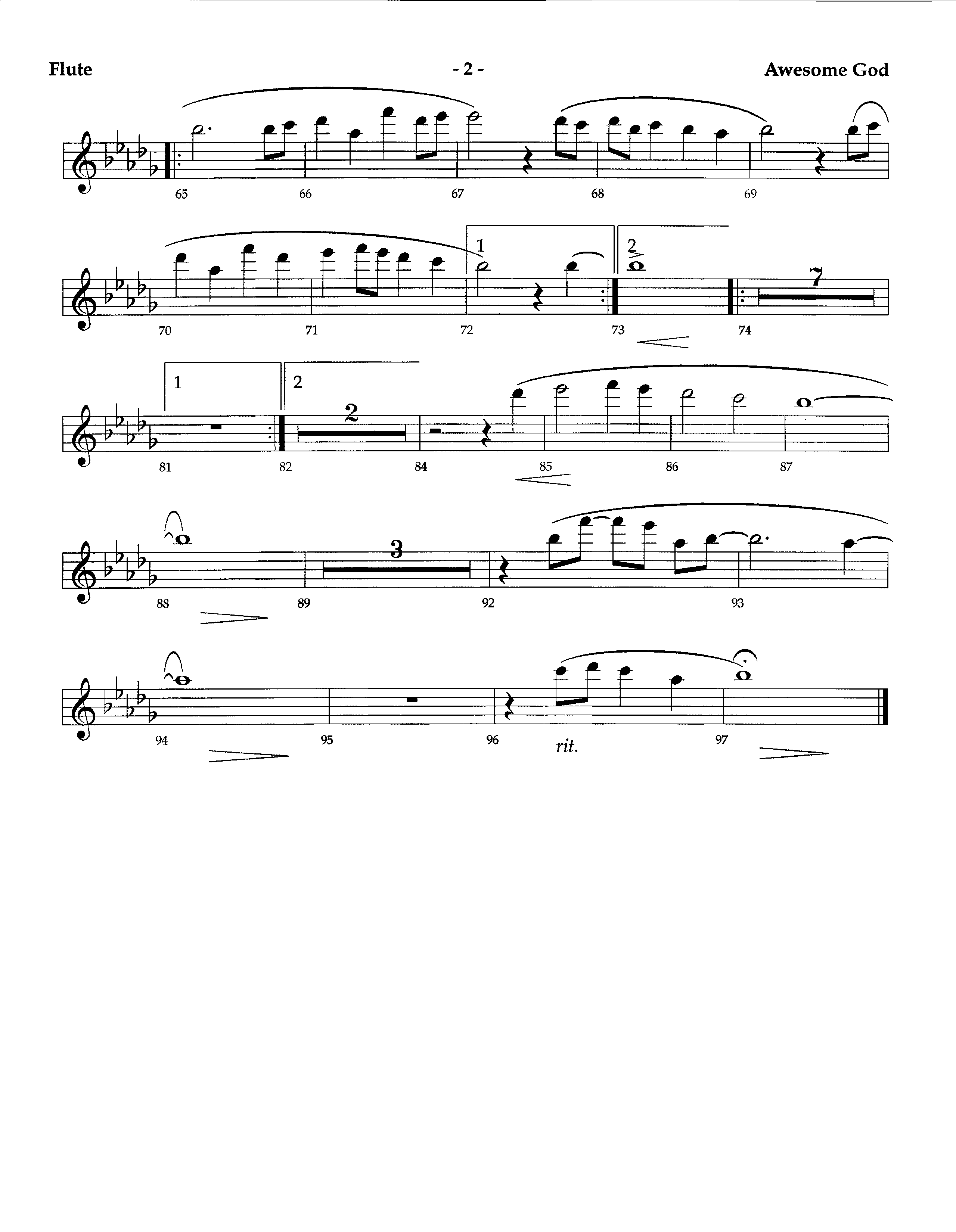 Awesome God (Instrumental) Flute (Lifeway Worship / Arr. Richard Kingsmore)