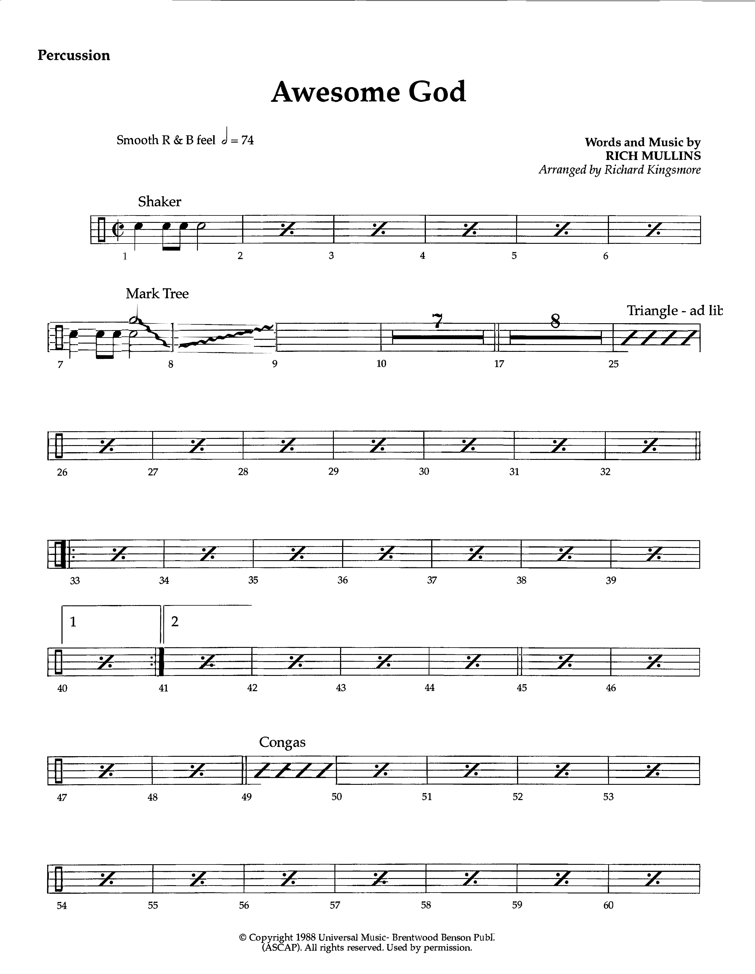 Awesome God (Instrumental) Percussion (Lifeway Worship / Arr. Richard Kingsmore)