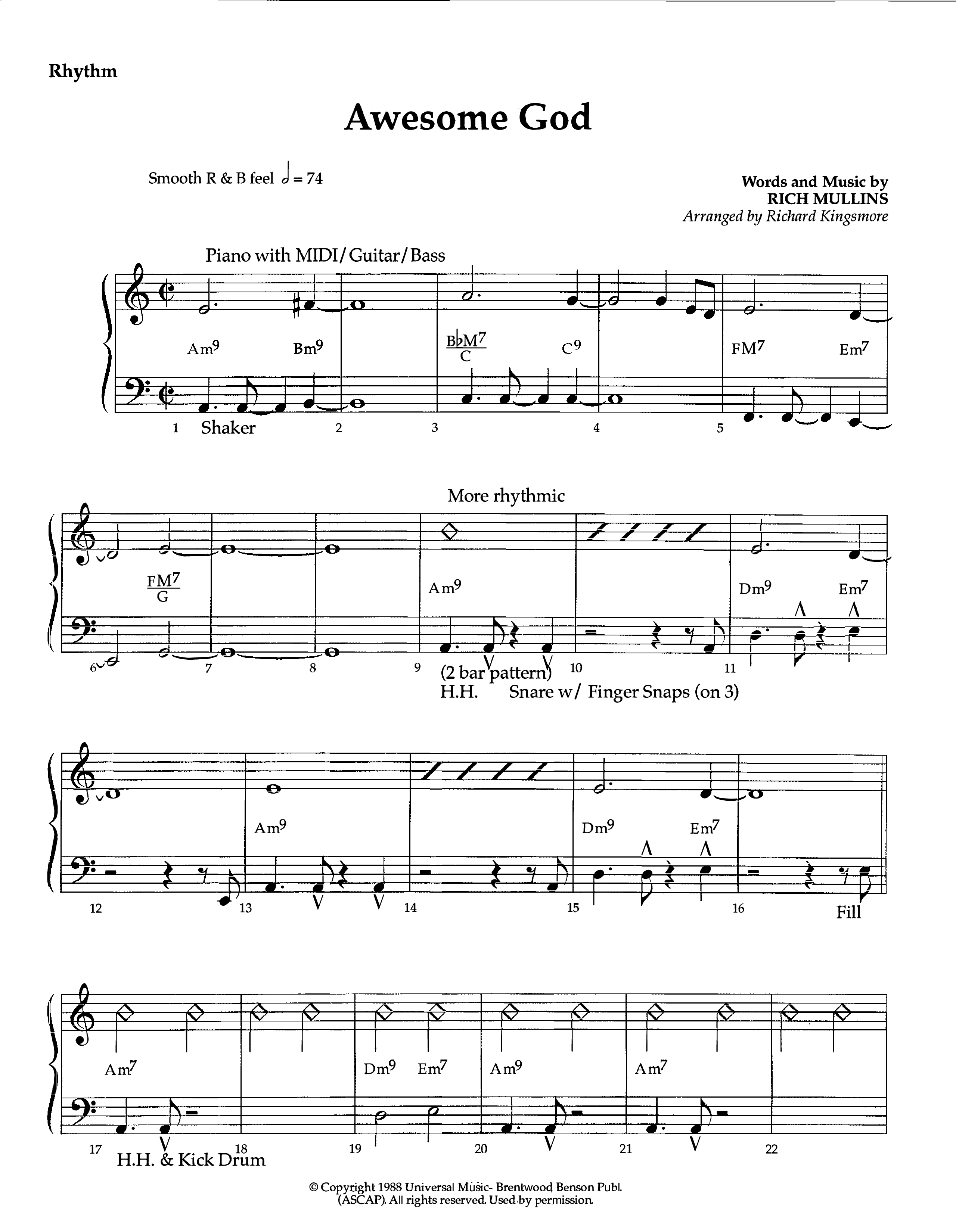 Awesome God (Instrumental) Rhythm Chart (Lifeway Worship / Arr. Richard Kingsmore)