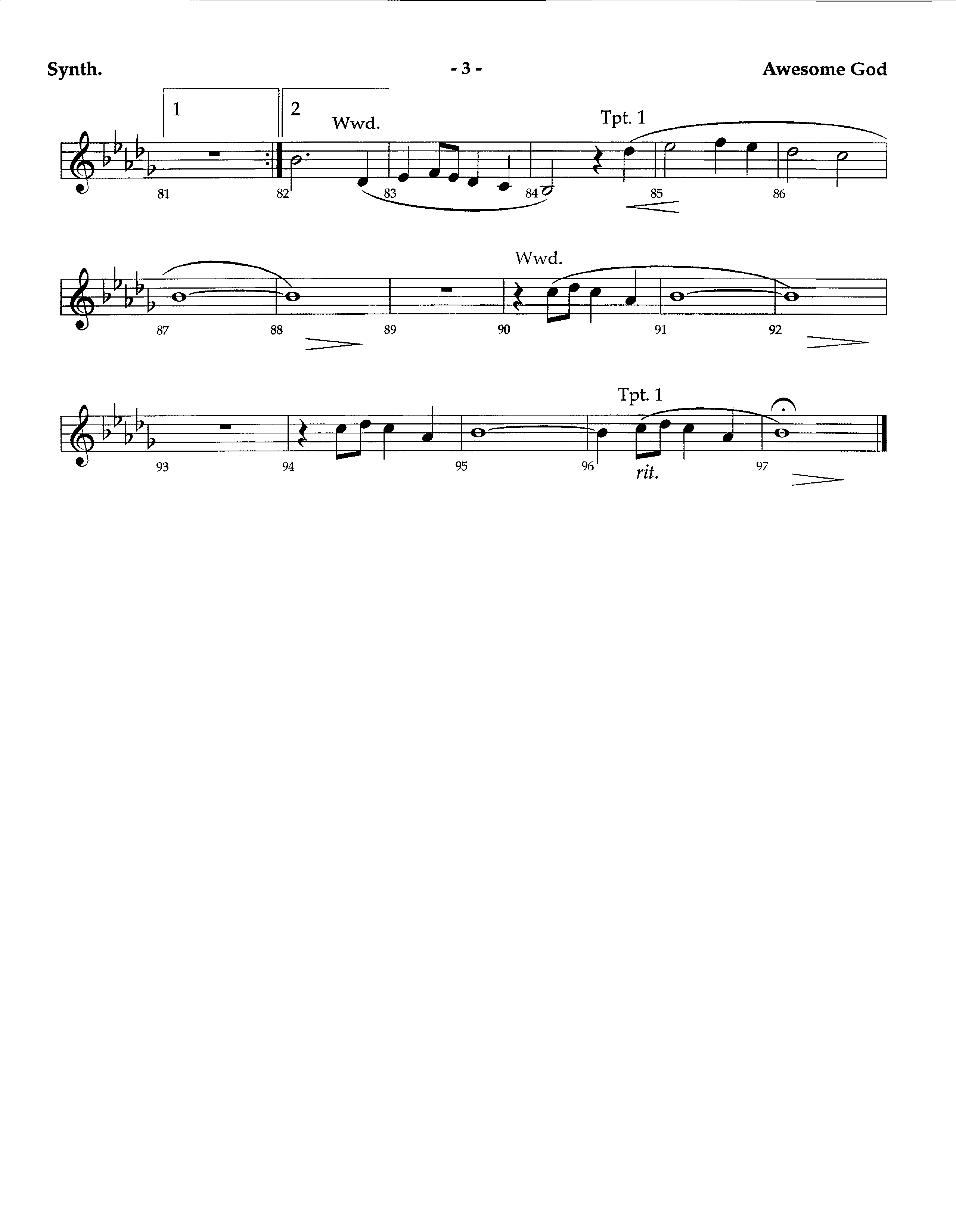 Awesome God (Instrumental) Synth (Lifeway Worship / Arr. Richard Kingsmore)