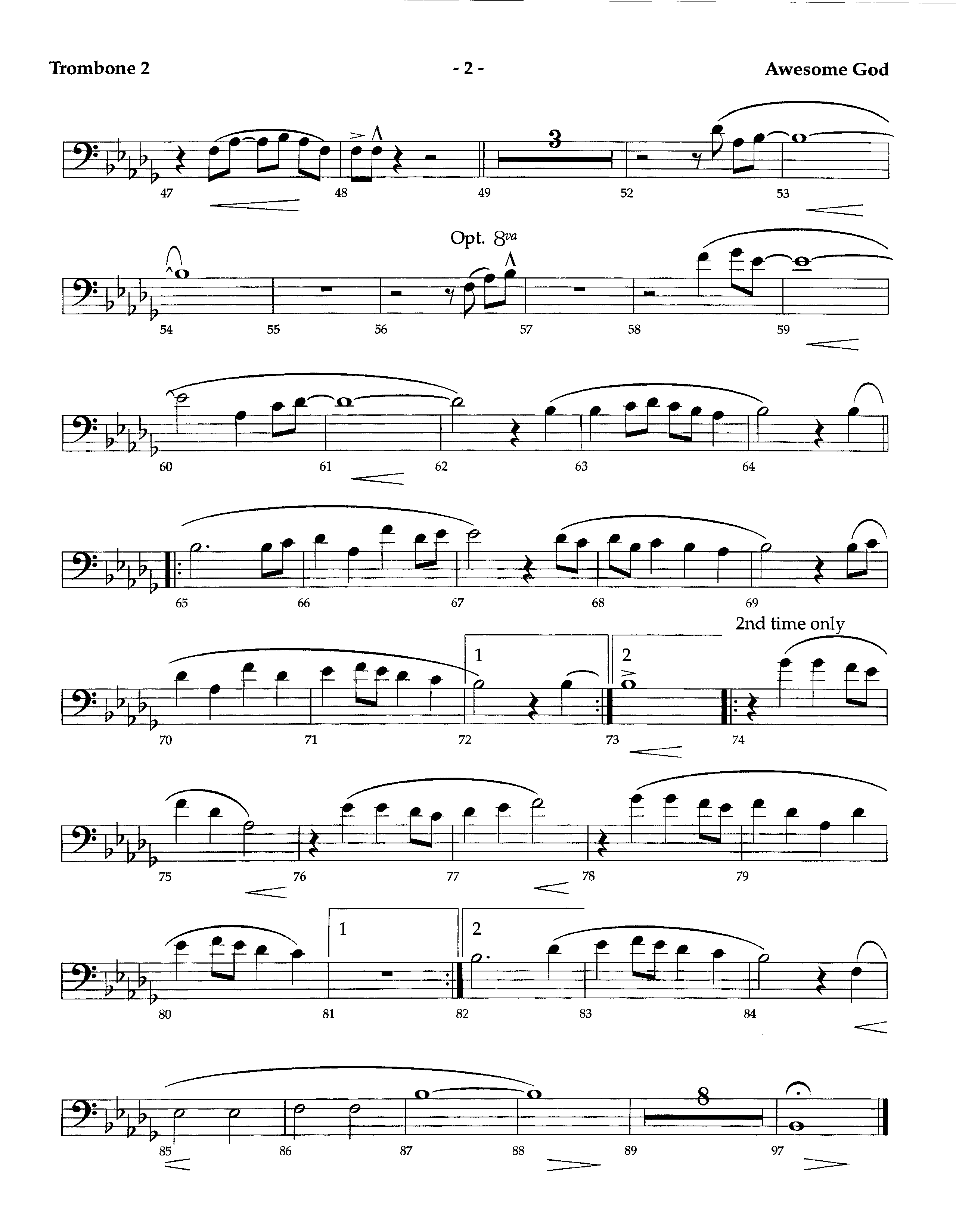 Awesome God (Instrumental) Trombone 2 (Lifeway Worship / Arr. Richard Kingsmore)