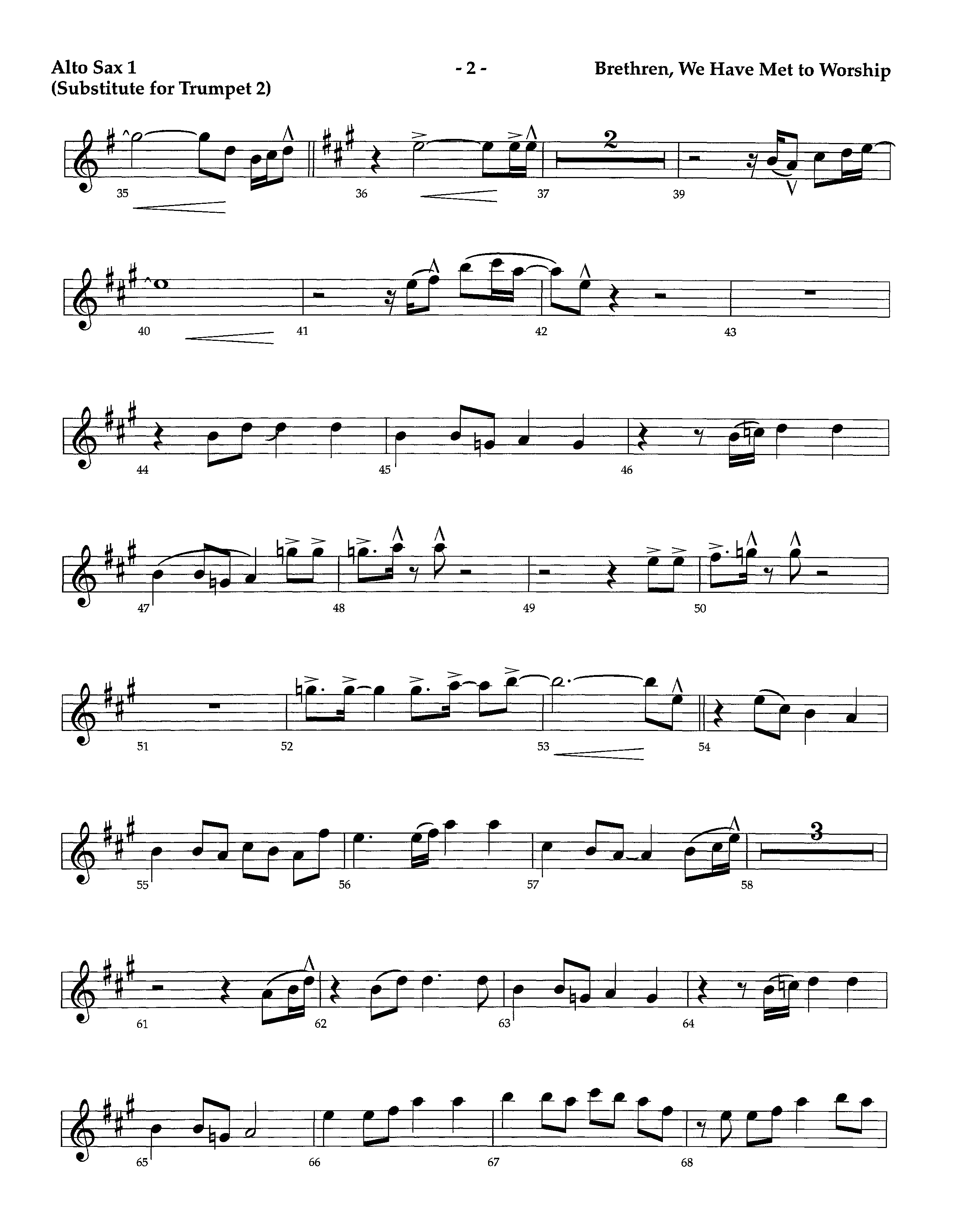 Brethren We Have Met To Worship (Instrumental) Alto Sax 1/2 (Lifeway Worship / Arr. Richard Kingsmore)