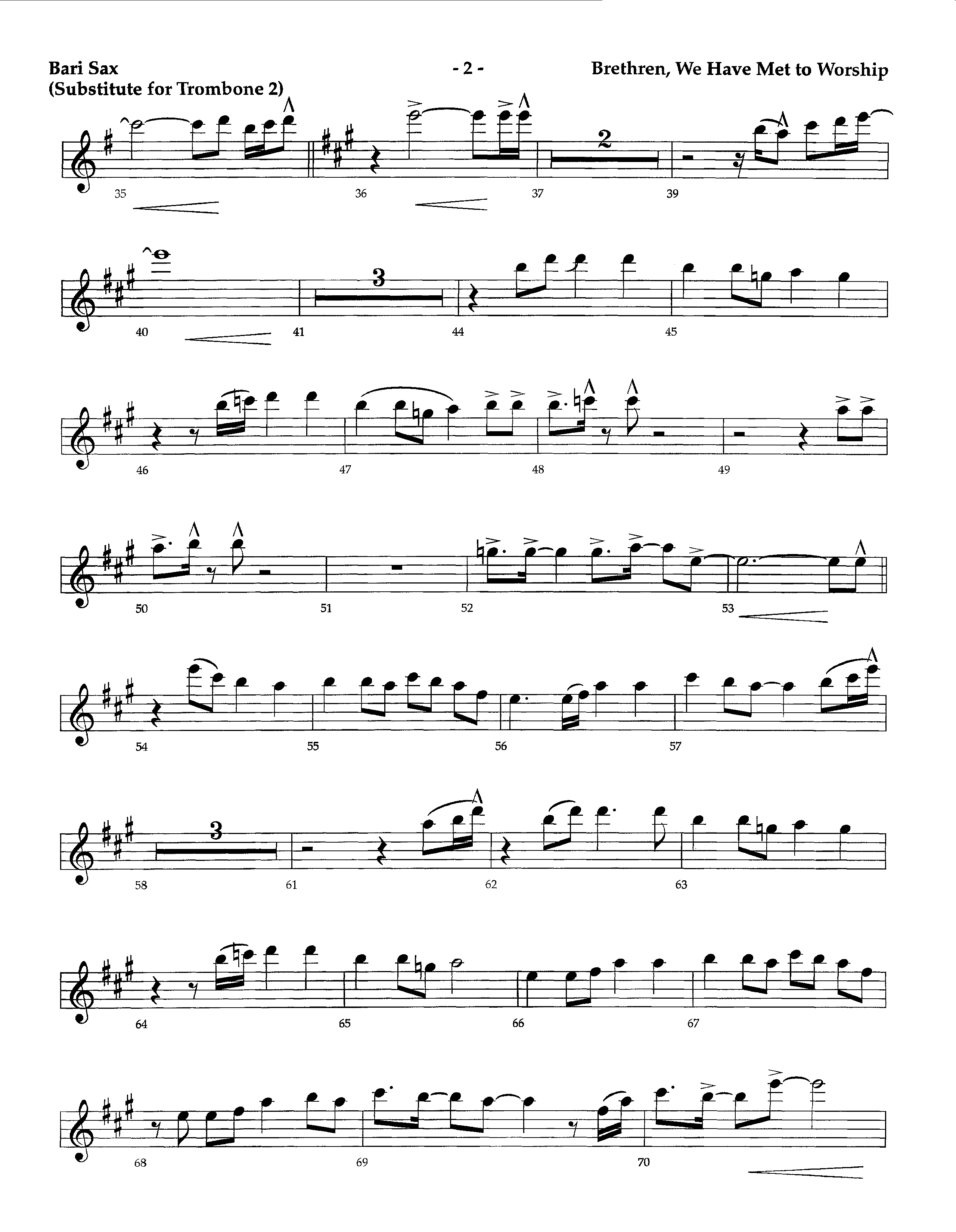 Brethren We Have Met To Worship (Instrumental) Bari Sax (Lifeway Worship / Arr. Richard Kingsmore)