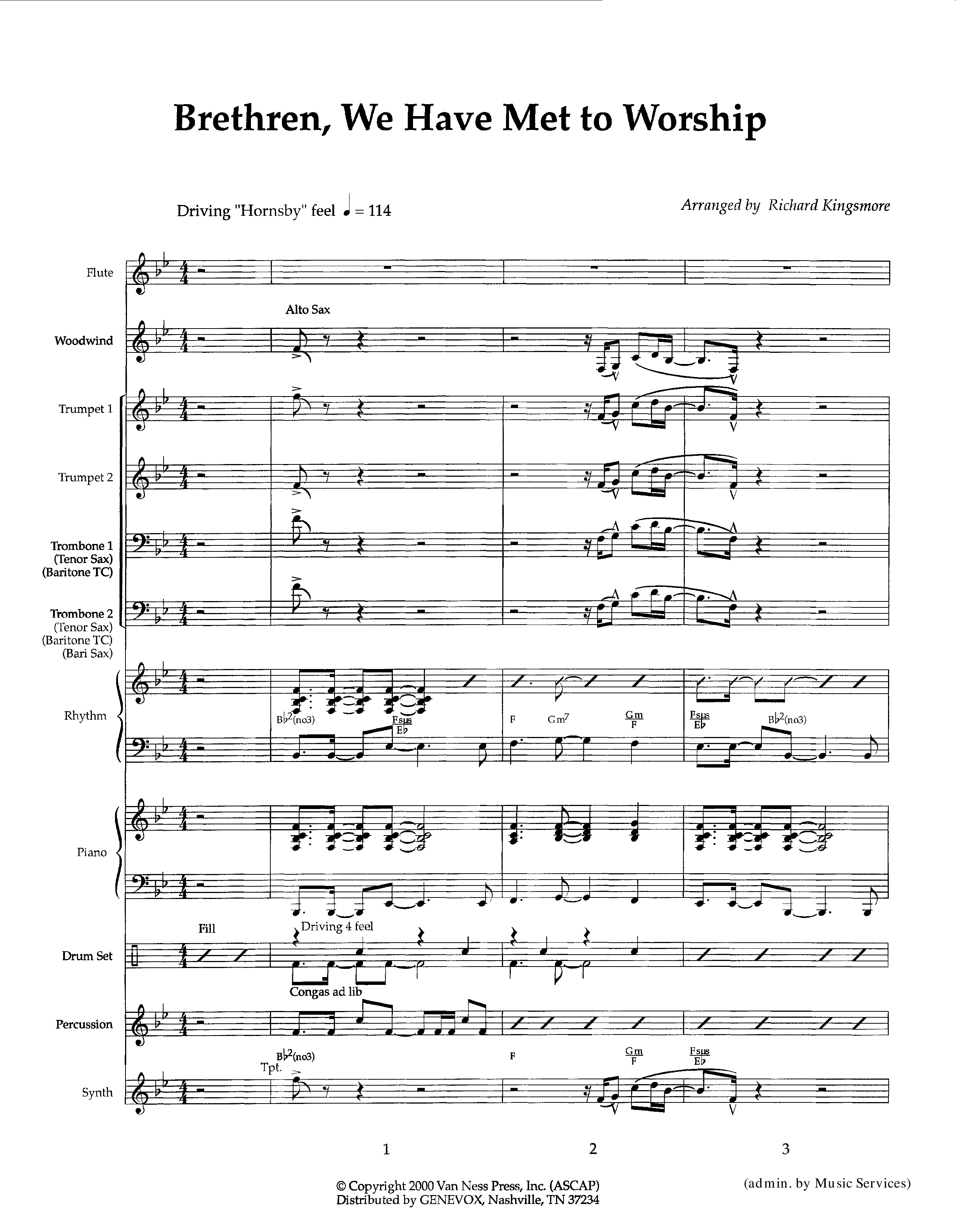 Brethren We Have Met To Worship (Instrumental) Orchestration (Lifeway Worship / Arr. Richard Kingsmore)