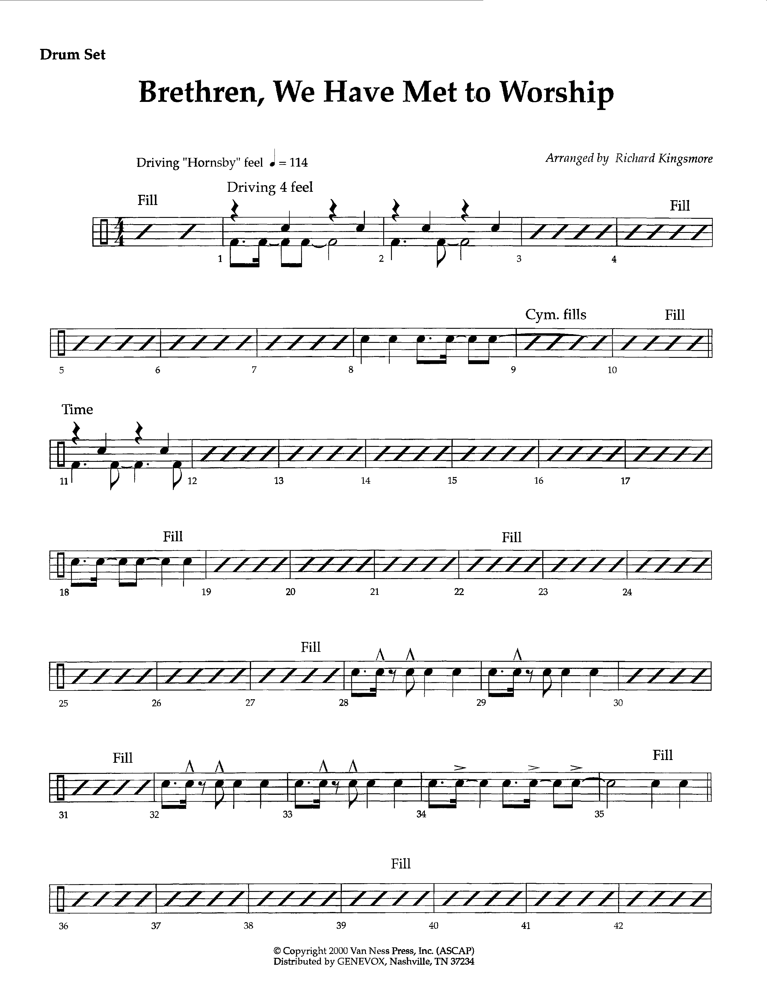 Brethren We Have Met To Worship (Instrumental) Drum Set (Lifeway Worship / Arr. Richard Kingsmore)