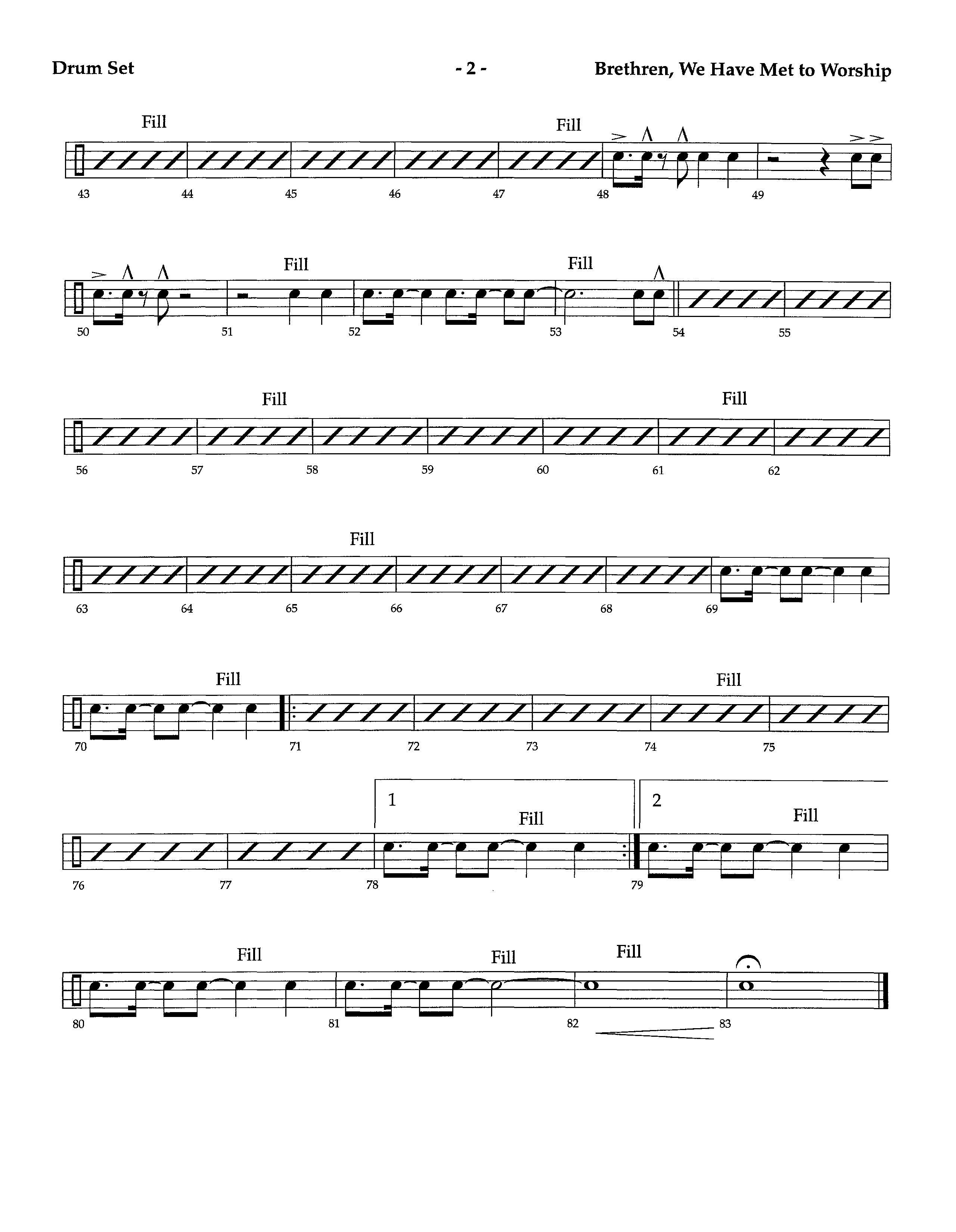 Brethren We Have Met To Worship (Instrumental) Drum Set (Lifeway Worship / Arr. Richard Kingsmore)