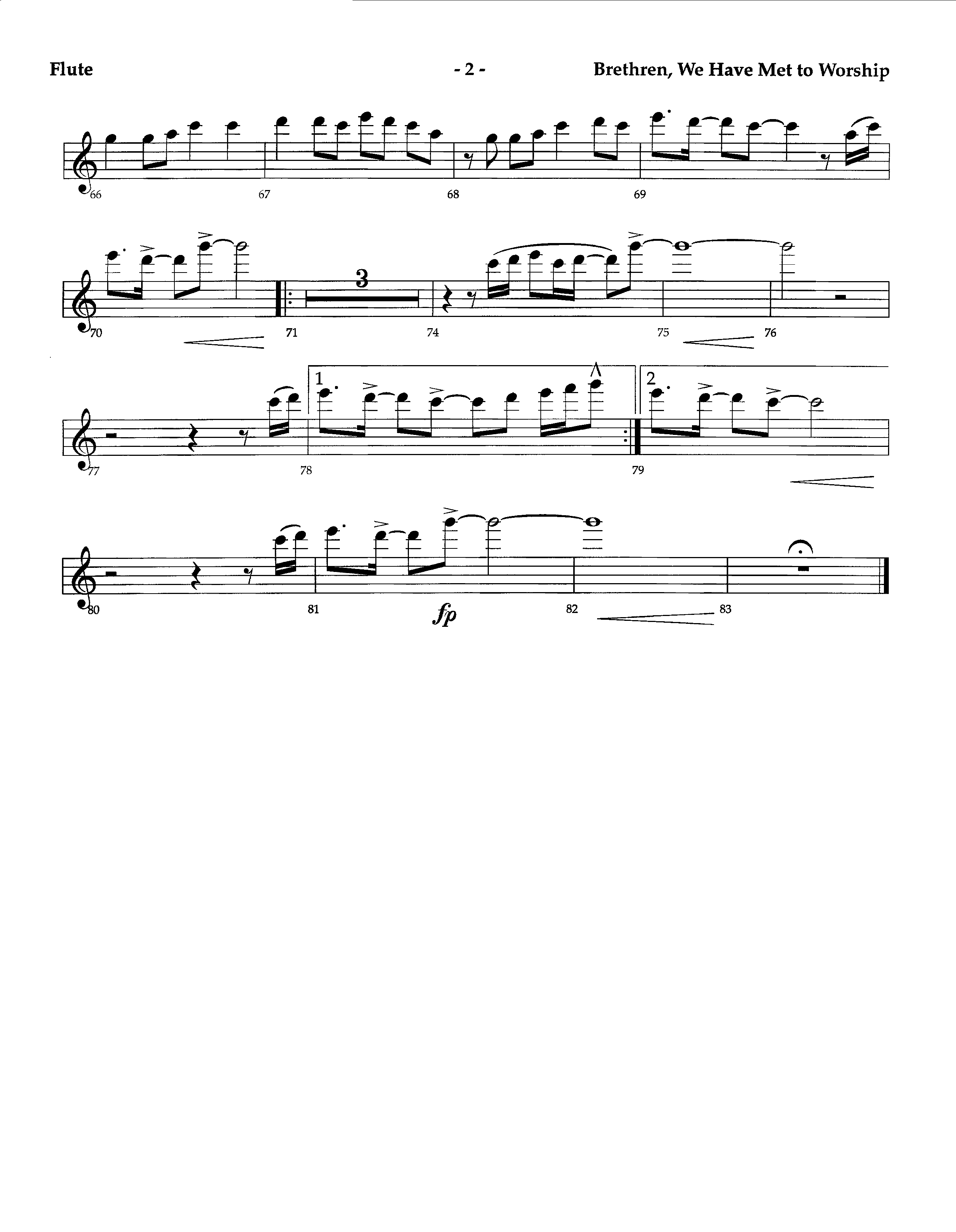 Brethren We Have Met To Worship (Instrumental) Flute (Lifeway Worship / Arr. Richard Kingsmore)