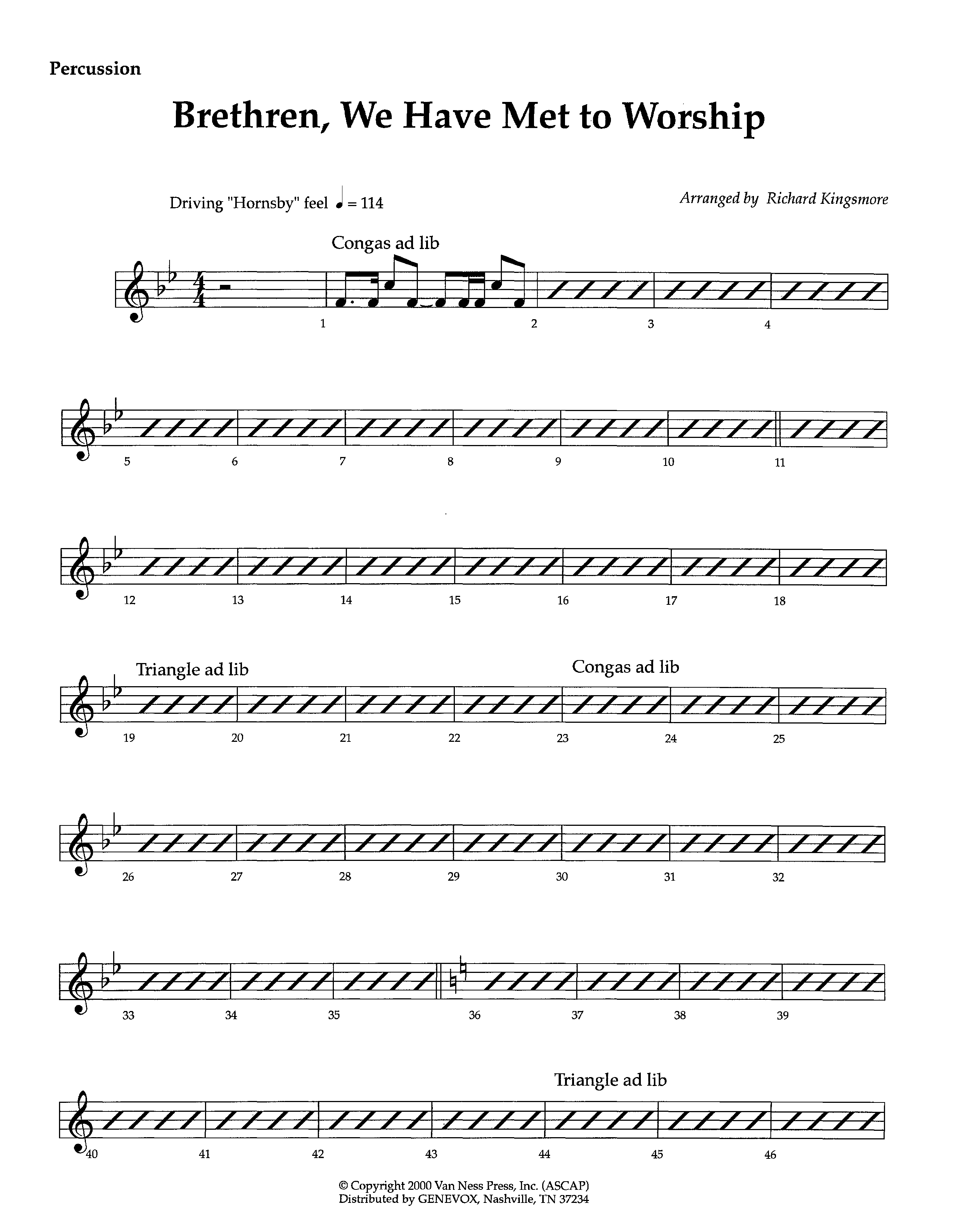 Brethren We Have Met To Worship (Instrumental) Percussion (Lifeway Worship / Arr. Richard Kingsmore)