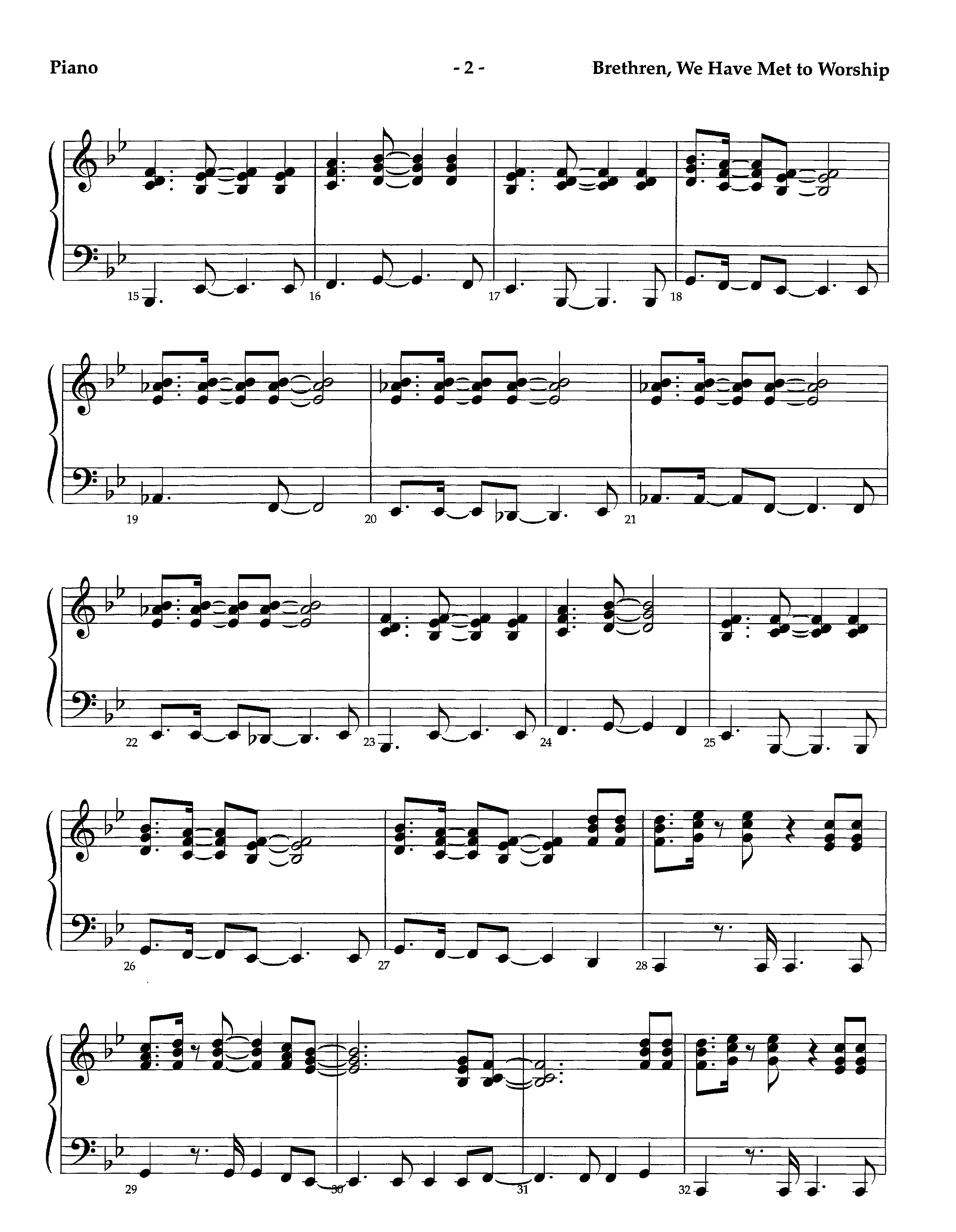 Brethren We Have Met To Worship (Instrumental) Piano Sheet (Lifeway Worship / Arr. Richard Kingsmore)