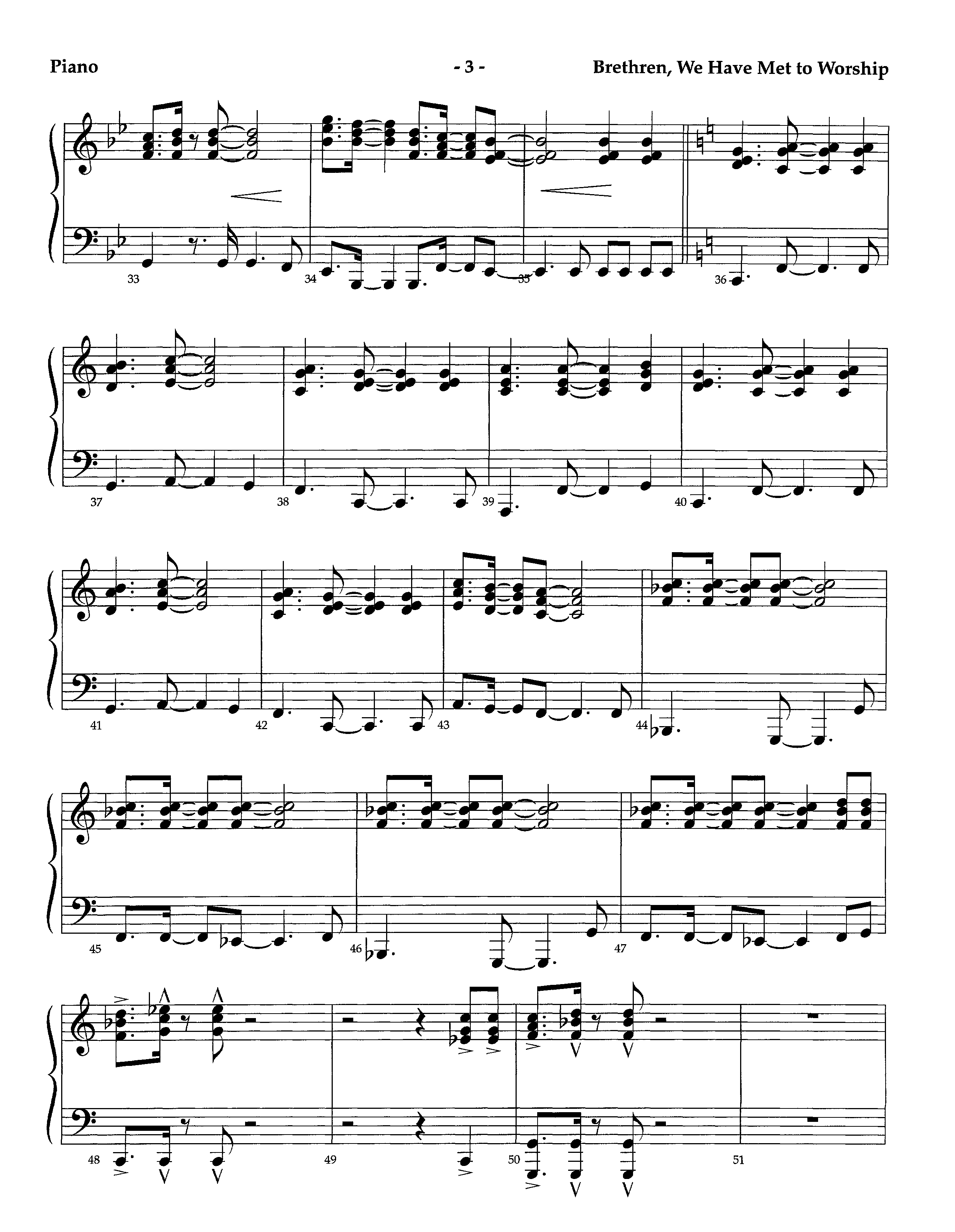Brethren We Have Met To Worship (Instrumental) Piano Sheet (Lifeway Worship / Arr. Richard Kingsmore)