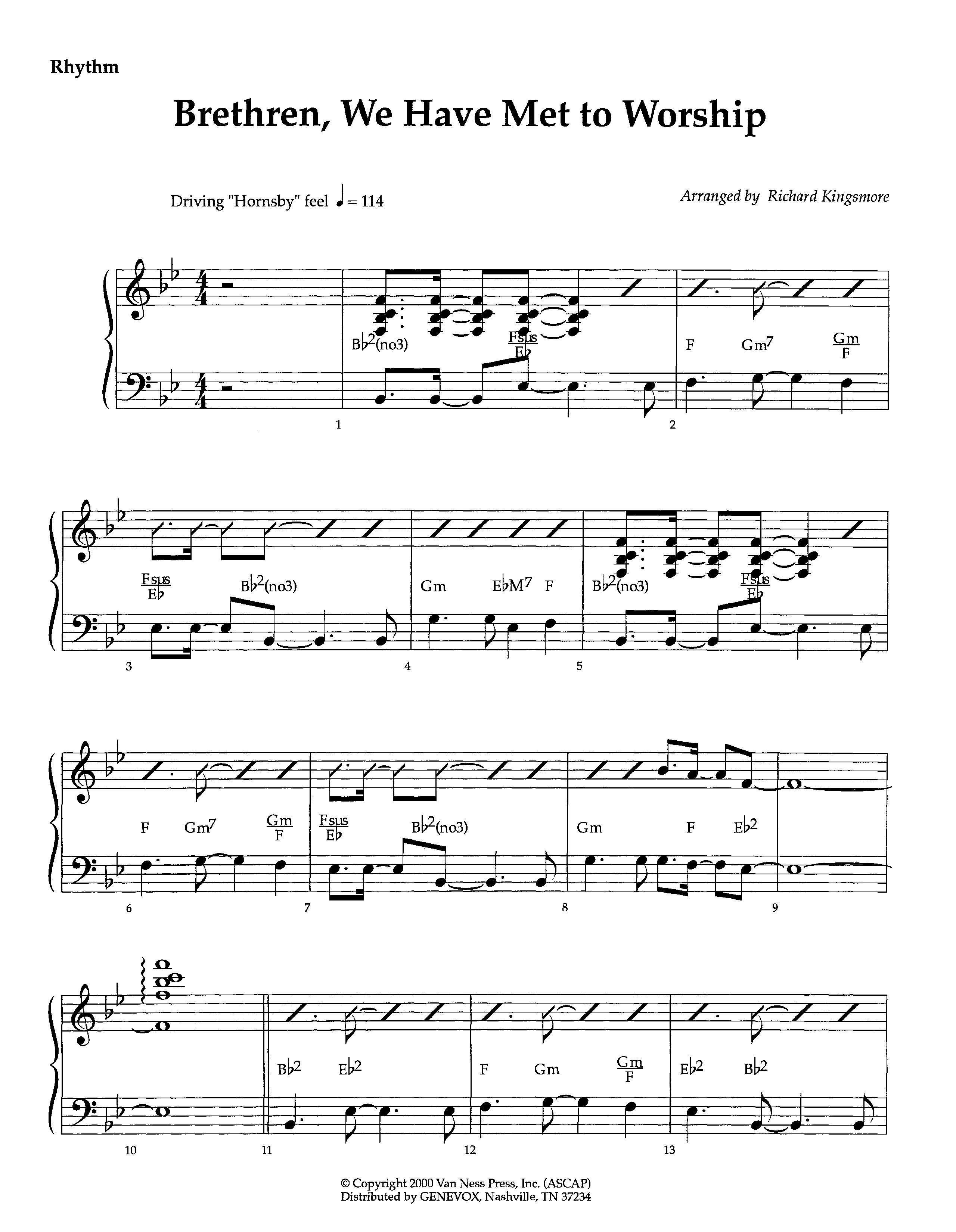 Brethren We Have Met To Worship (Instrumental) Rhythm Chart (Lifeway Worship / Arr. Richard Kingsmore)