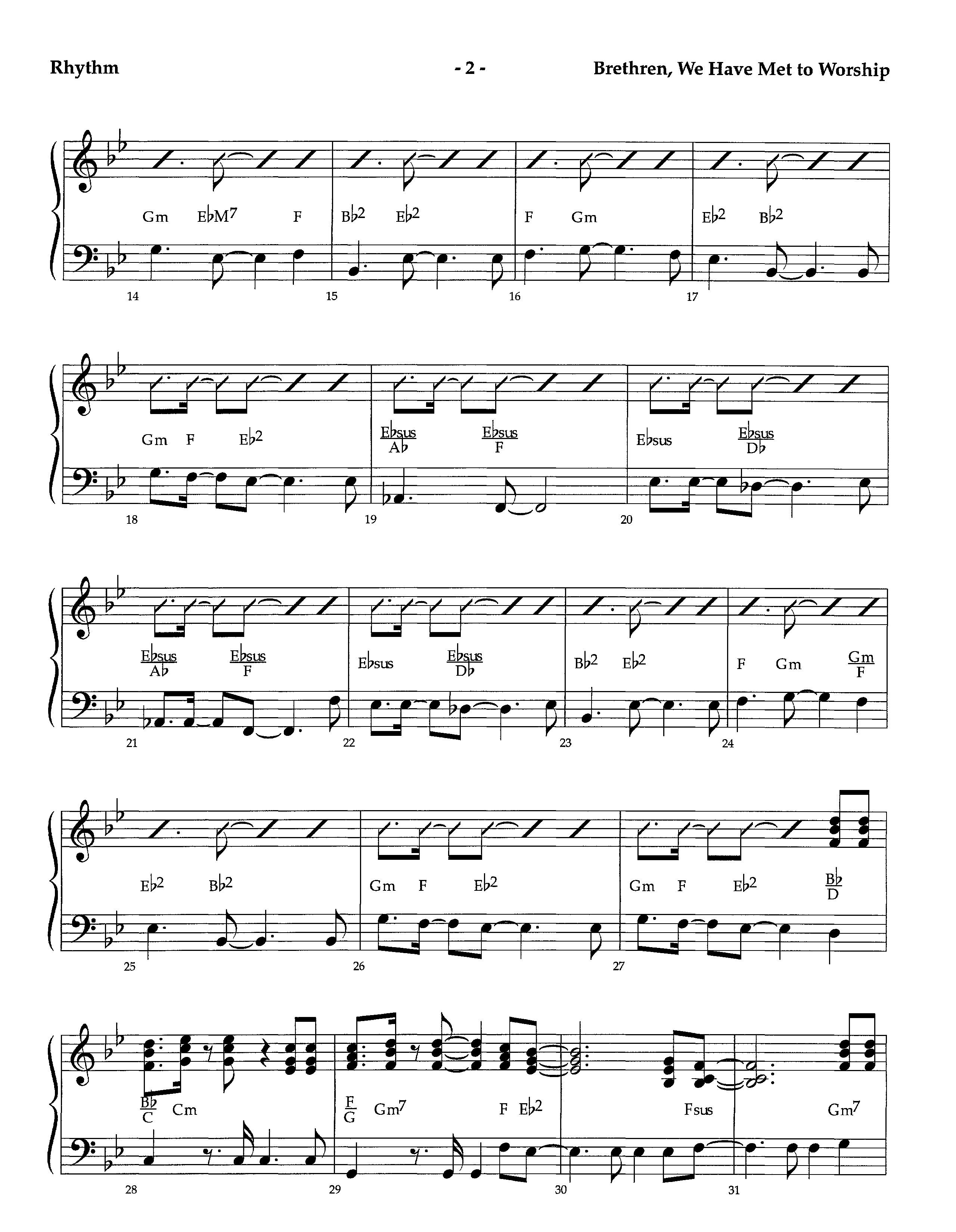 Brethren We Have Met To Worship (Instrumental) Rhythm Chart (Lifeway Worship / Arr. Richard Kingsmore)