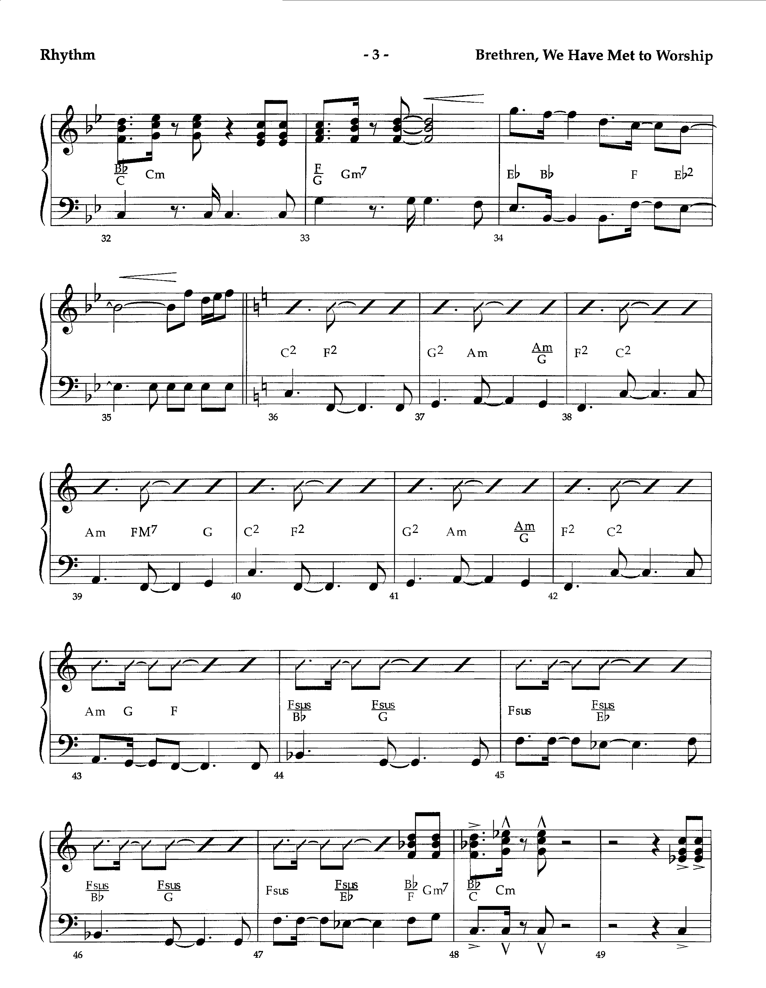 Brethren We Have Met To Worship (Instrumental) Rhythm Chart (Lifeway Worship / Arr. Richard Kingsmore)