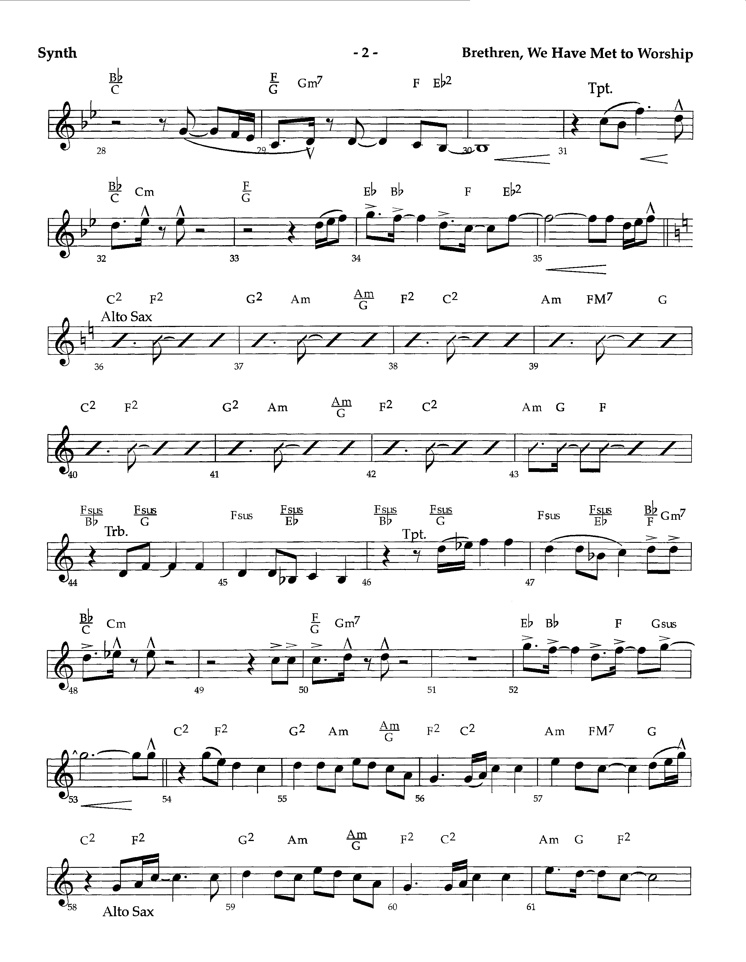 Brethren We Have Met To Worship (Instrumental) Synth (Lifeway Worship / Arr. Richard Kingsmore)